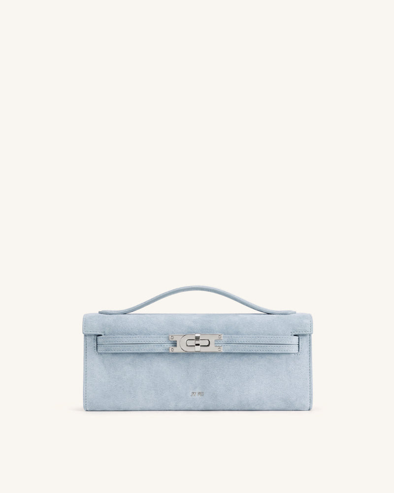 Bria Faux Suede Structured Top Handle Bag - Light Blue