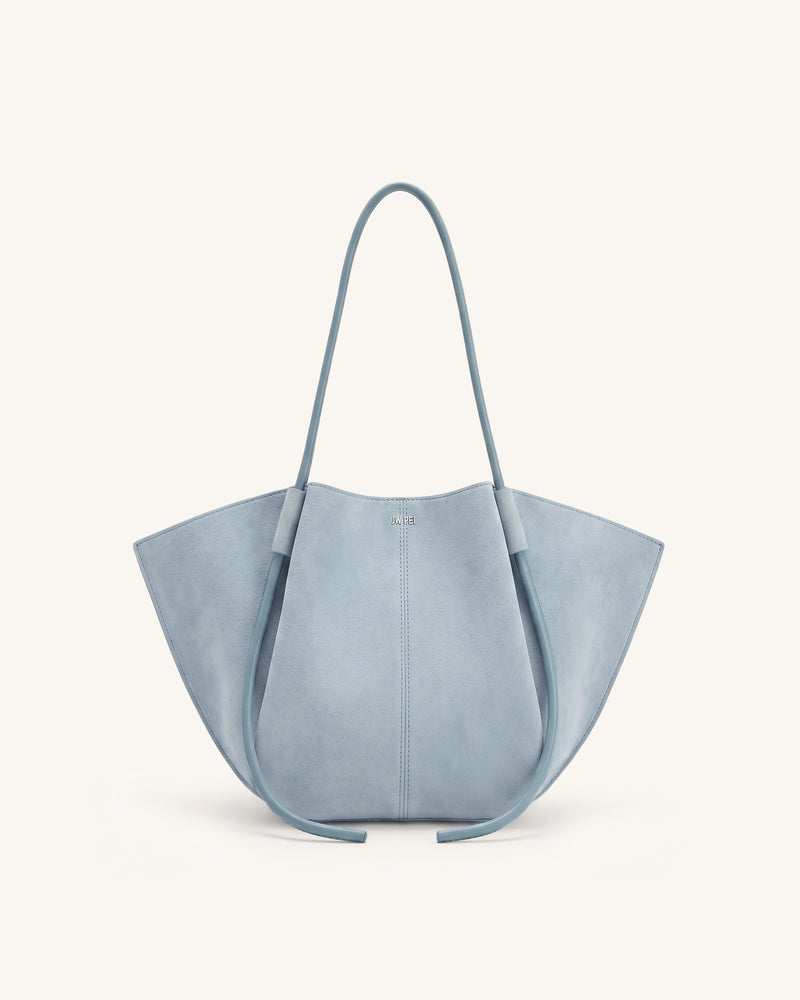 Nala Faux Suede Wide Tote Bag - Blue