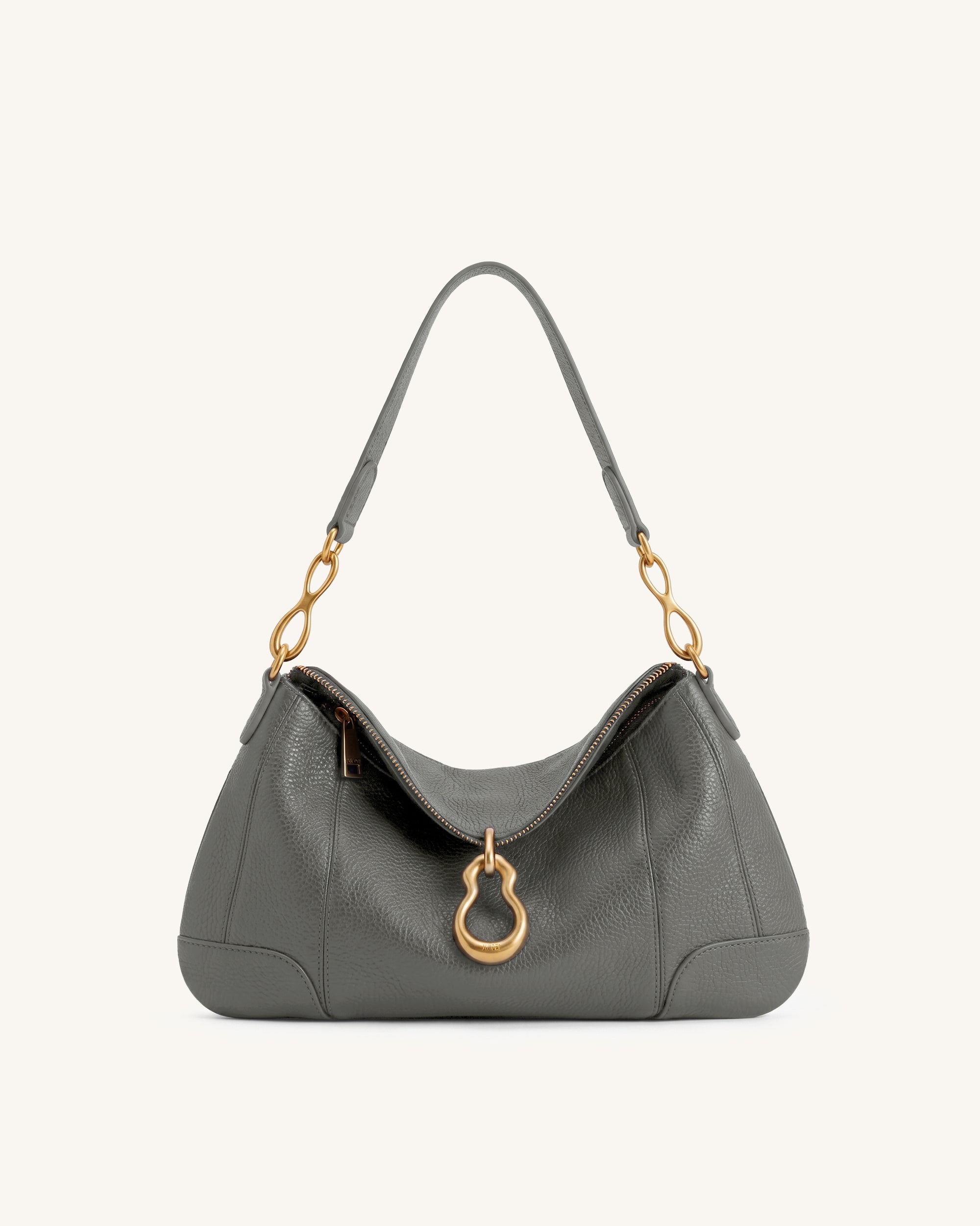 Jayla Metal Pendant Embellished Shoulder Bag - Dark Gray