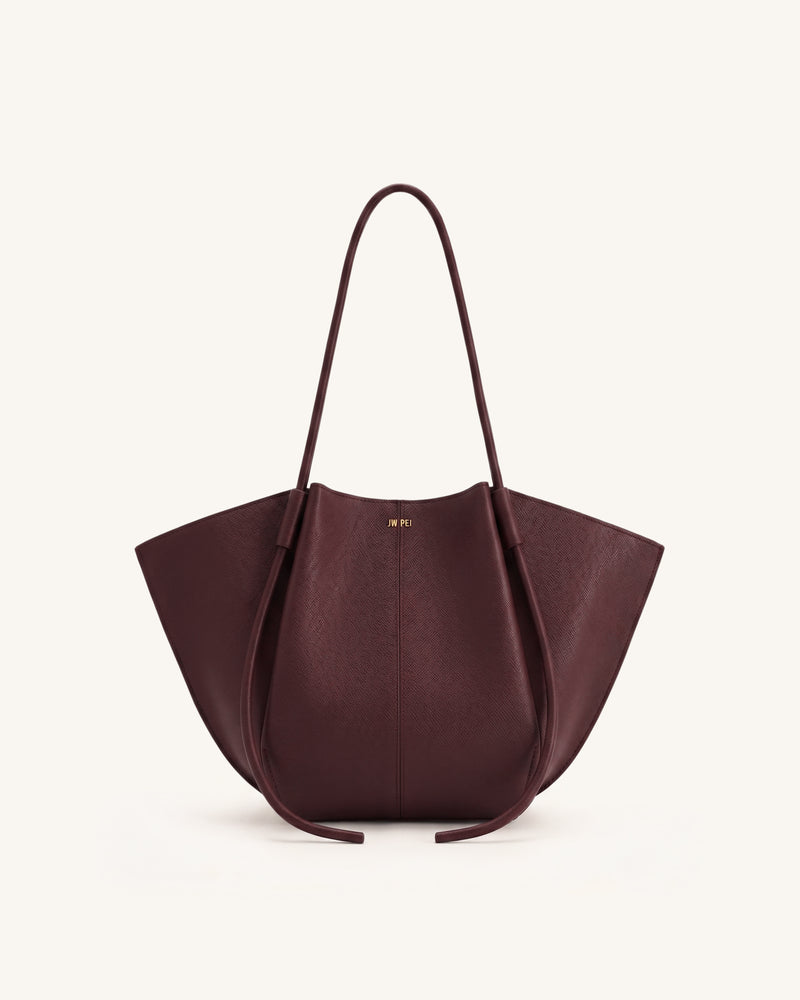Nala Wide Tote Bag - Deep Burgundy