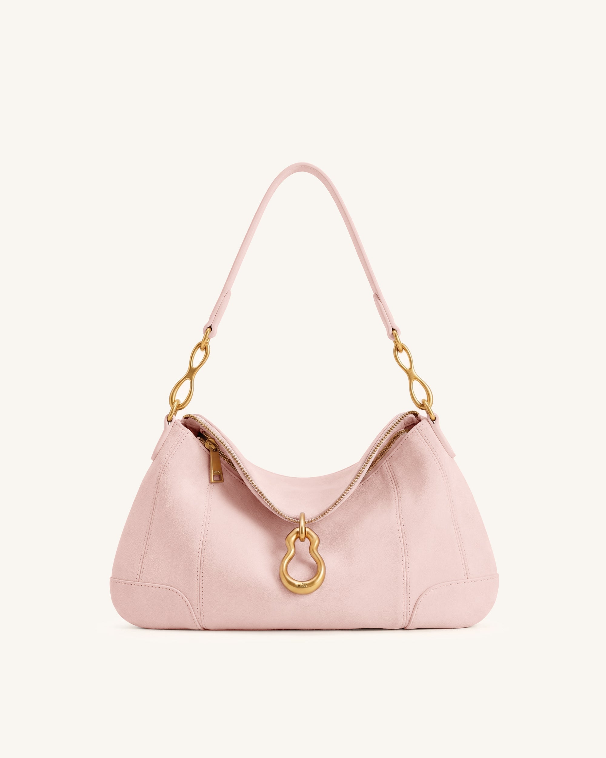 Jayla Faux Suede Metal Pendant Embellished Shoulder Bag - Pink