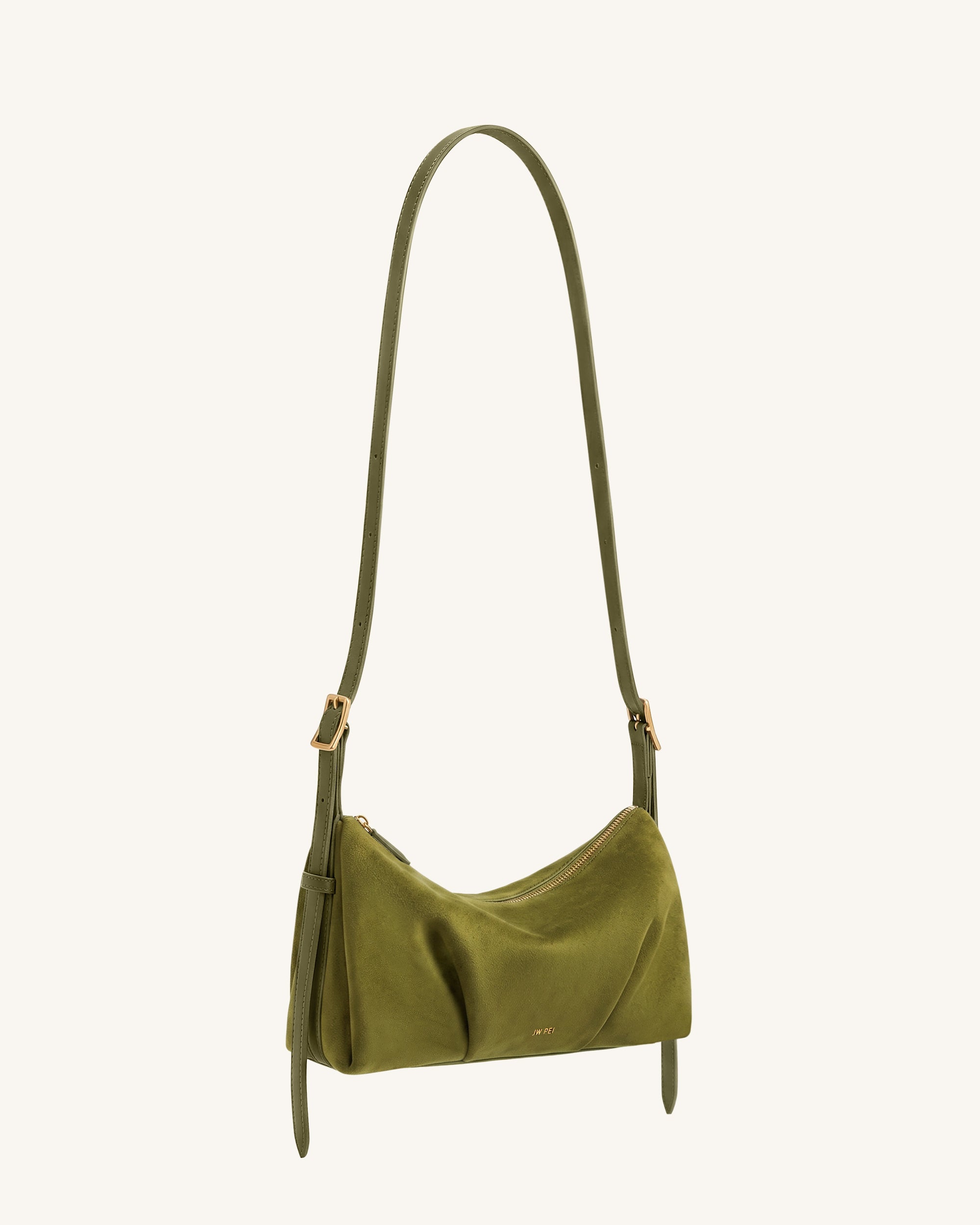 Loriette Faux Suede Crossbody Bag - Olive Green | JW PEI