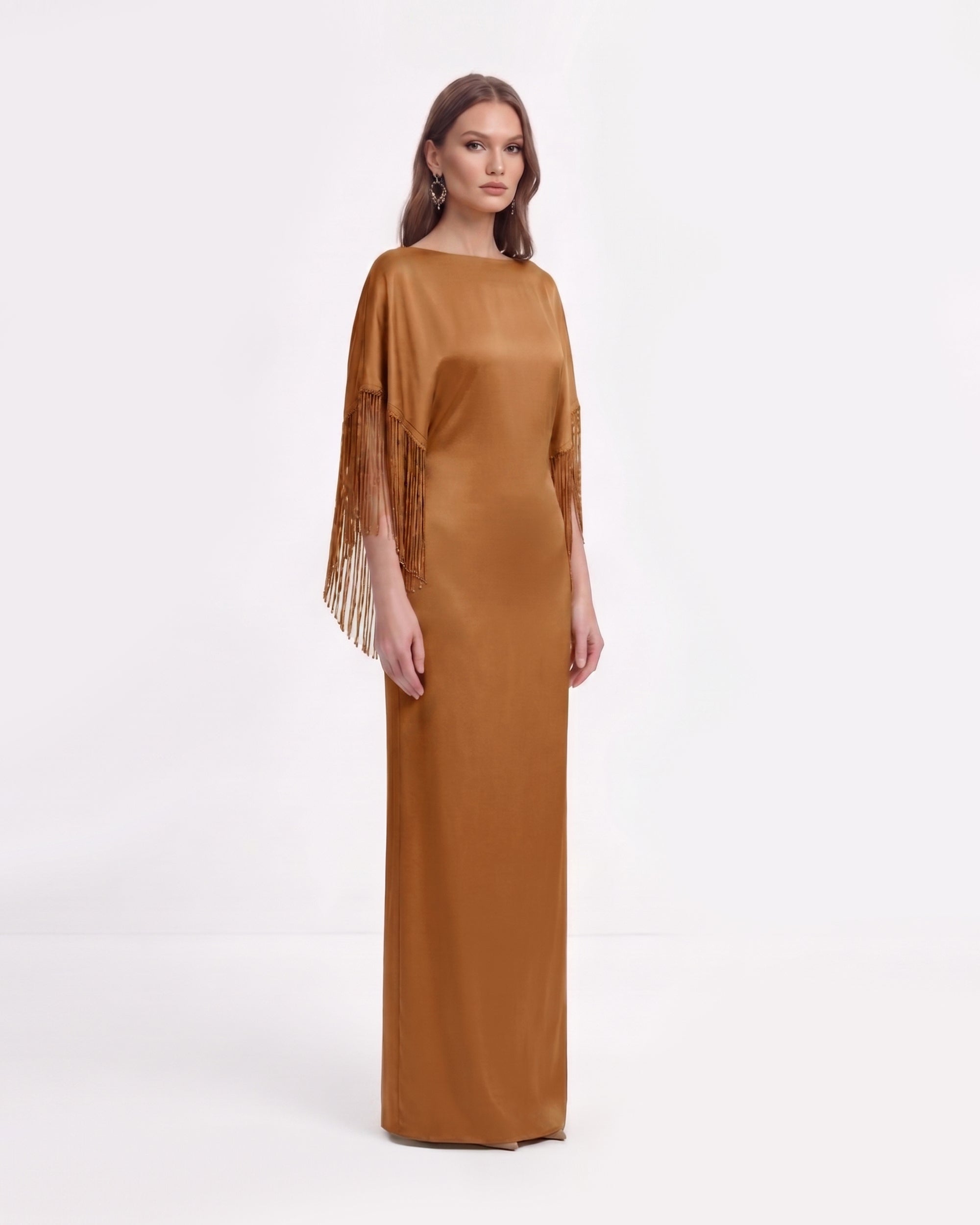 satin maxi dress brown Cowlback Satin Maxi Dress – Cotton Candy LA main image 1
