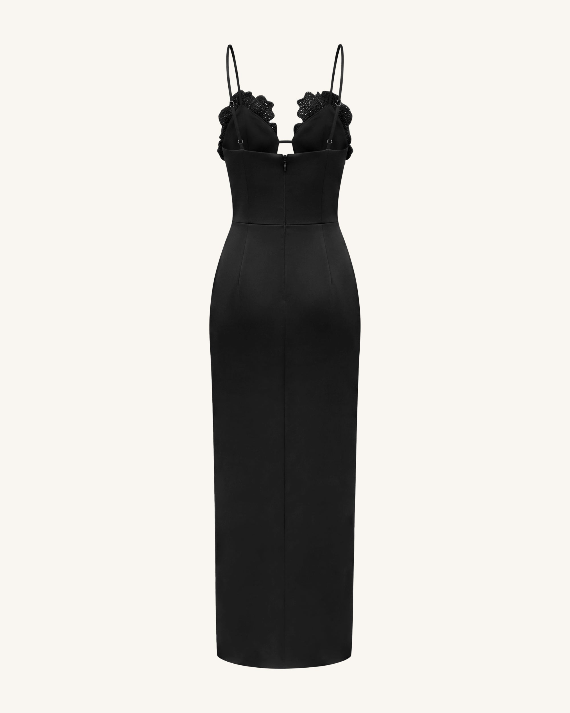 3D Floral Strappy Maxi Dress - Black 8 3D Floral Strappy Maxi Dress - Black 8
