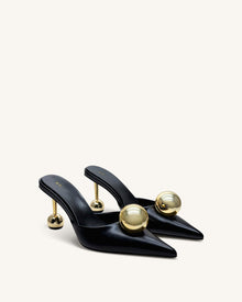 Sofia Sphere Heel Mules - Black