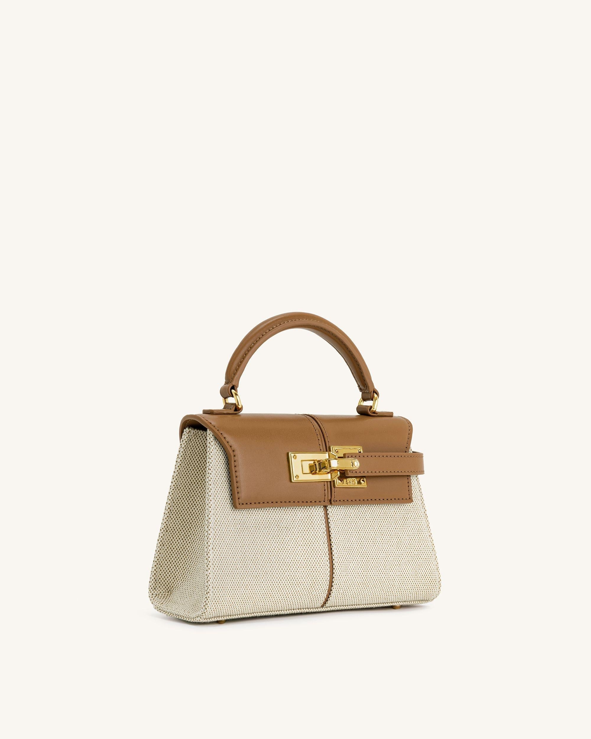 Elise Top Handle Bag - Brown Canvas | JW PEI