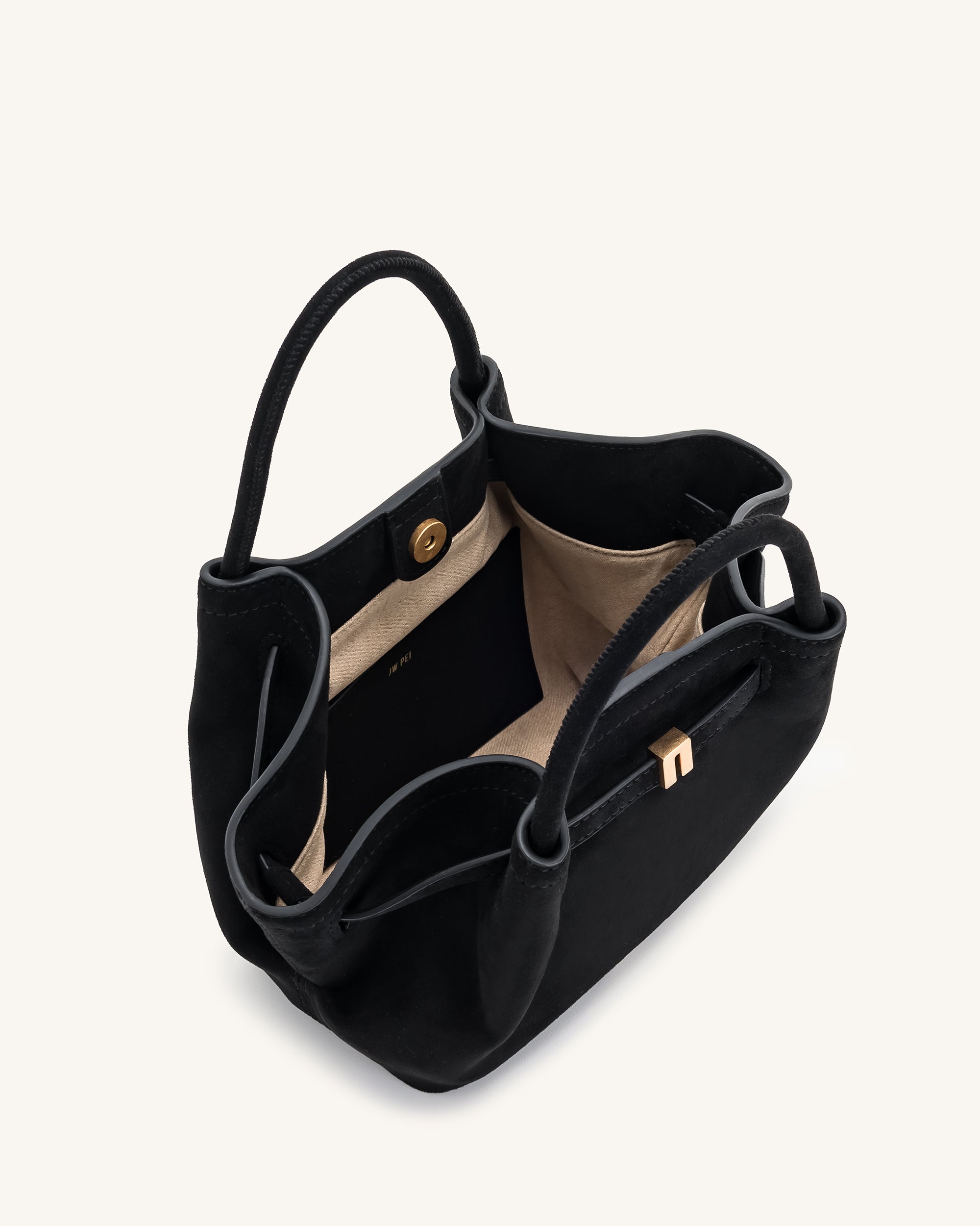 jw pei mini backpack Hana Mini Faux Suede Tote Bag - Black Online Shopping