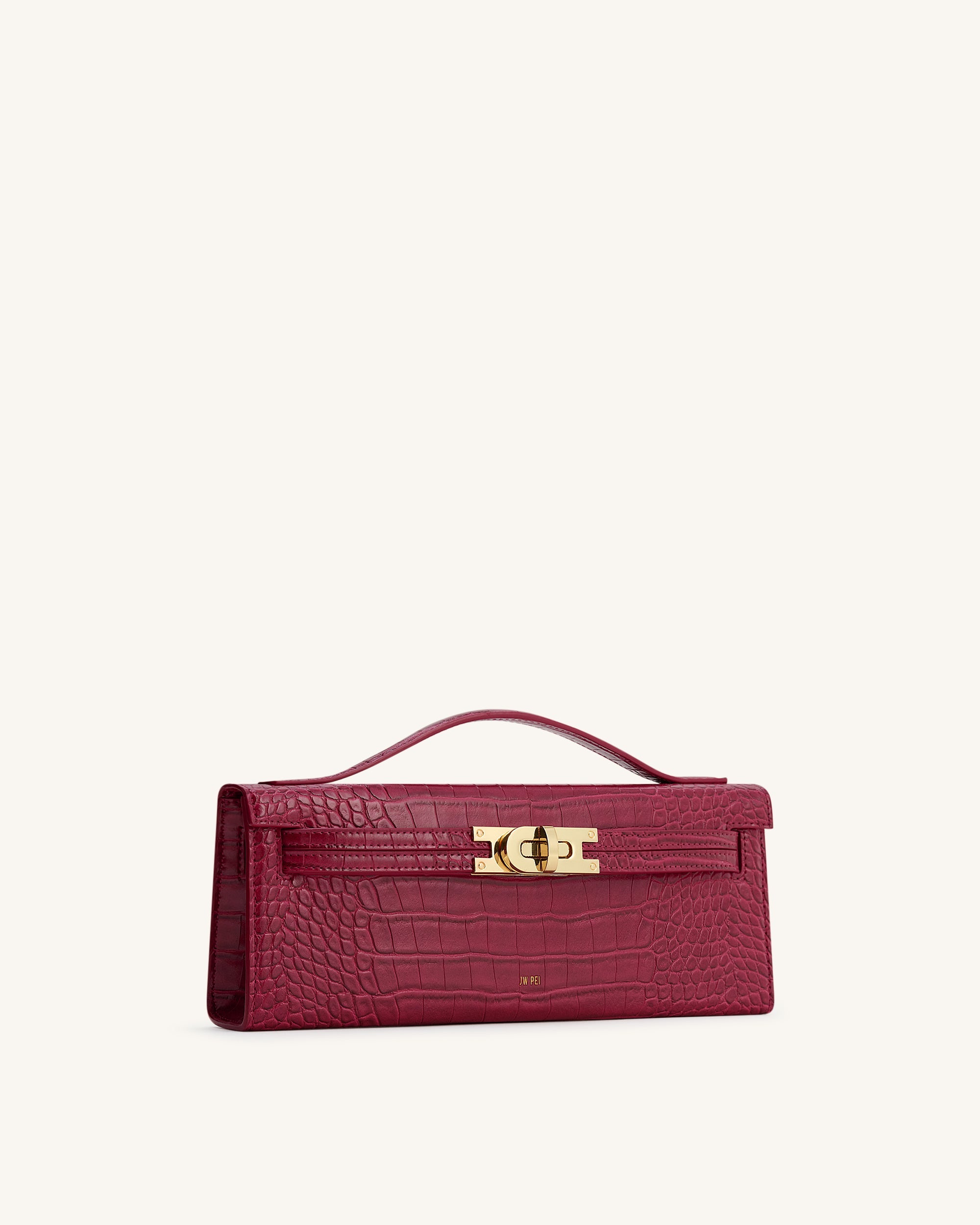Bria Structured Top Handle Bag - Burgundy Croc | JW PEI