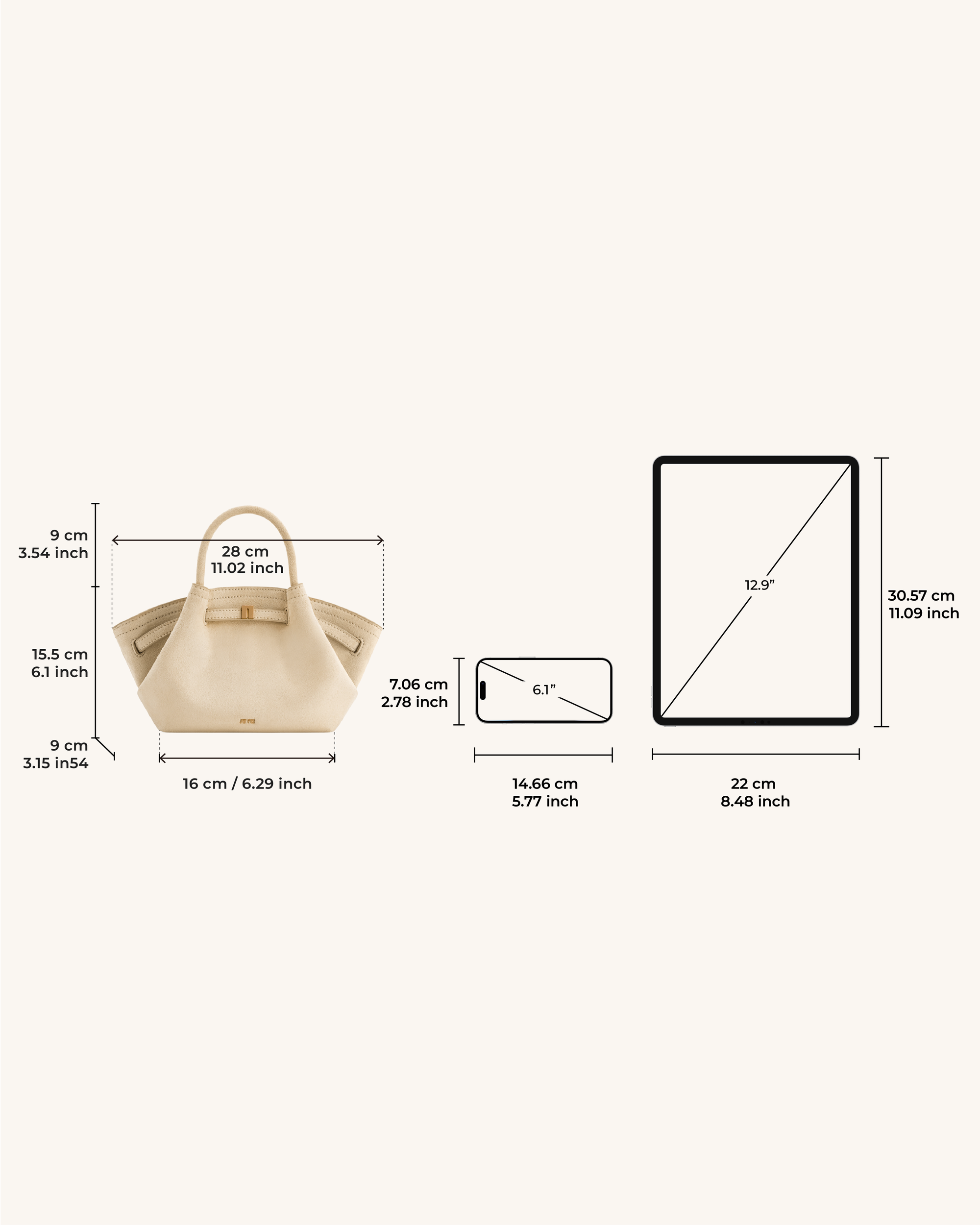 Hana Mini Faux Suede Tote Bag - Off White | JW PEI