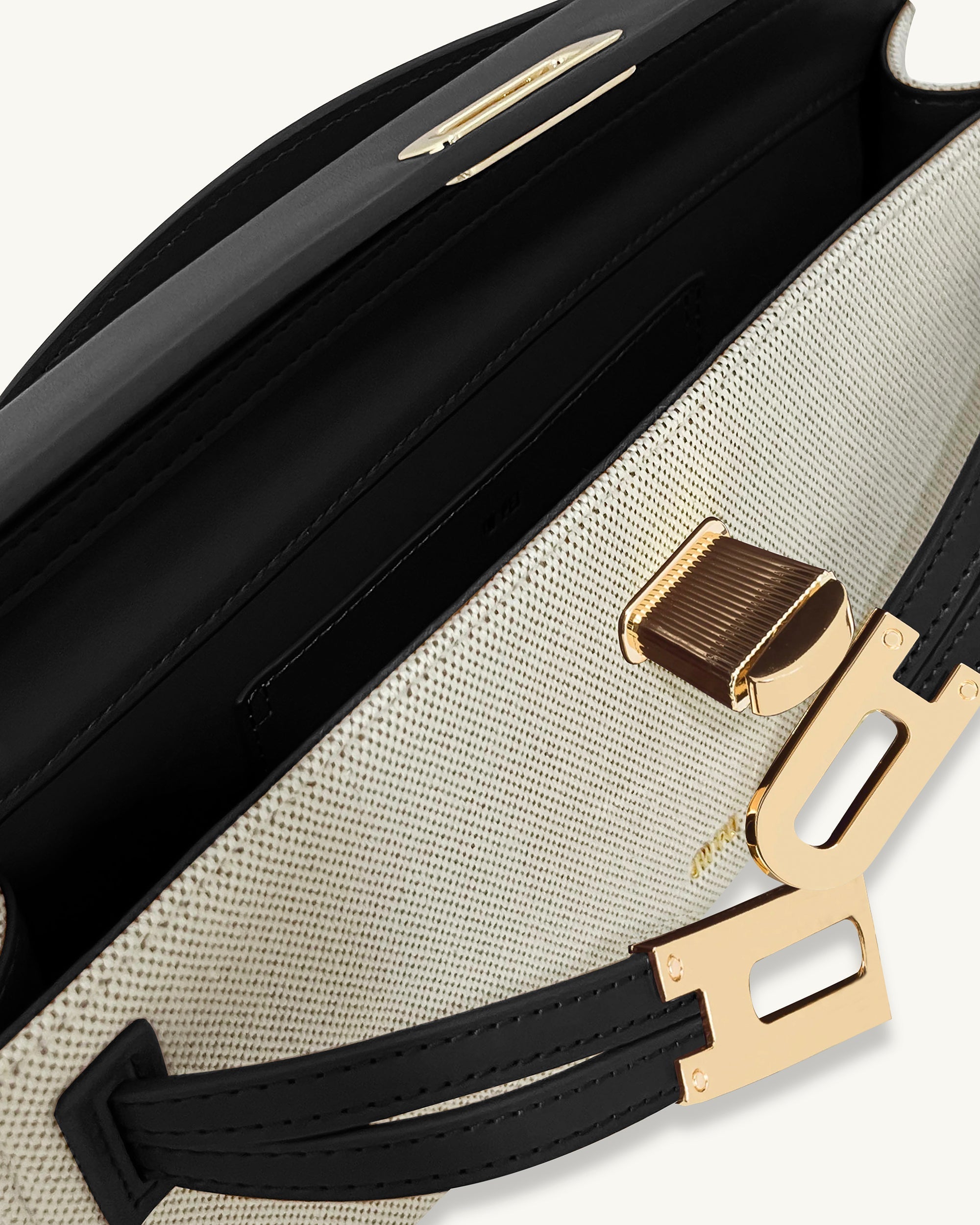 Bria Structured Top Handle Bag - Black Canvas | JW PEI