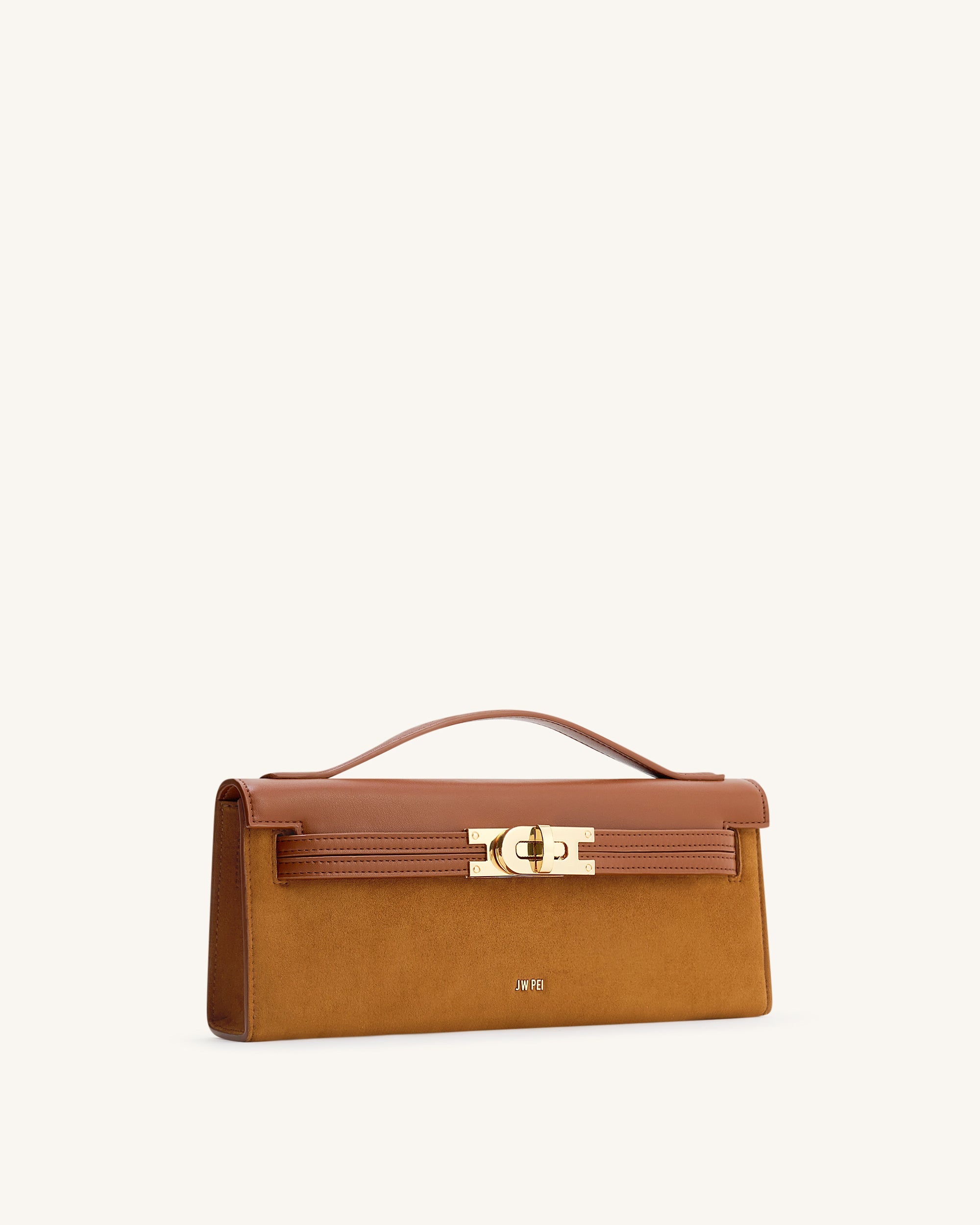 Bria Faux Suede Structured Top Handle Bag - Brown | JW PEI