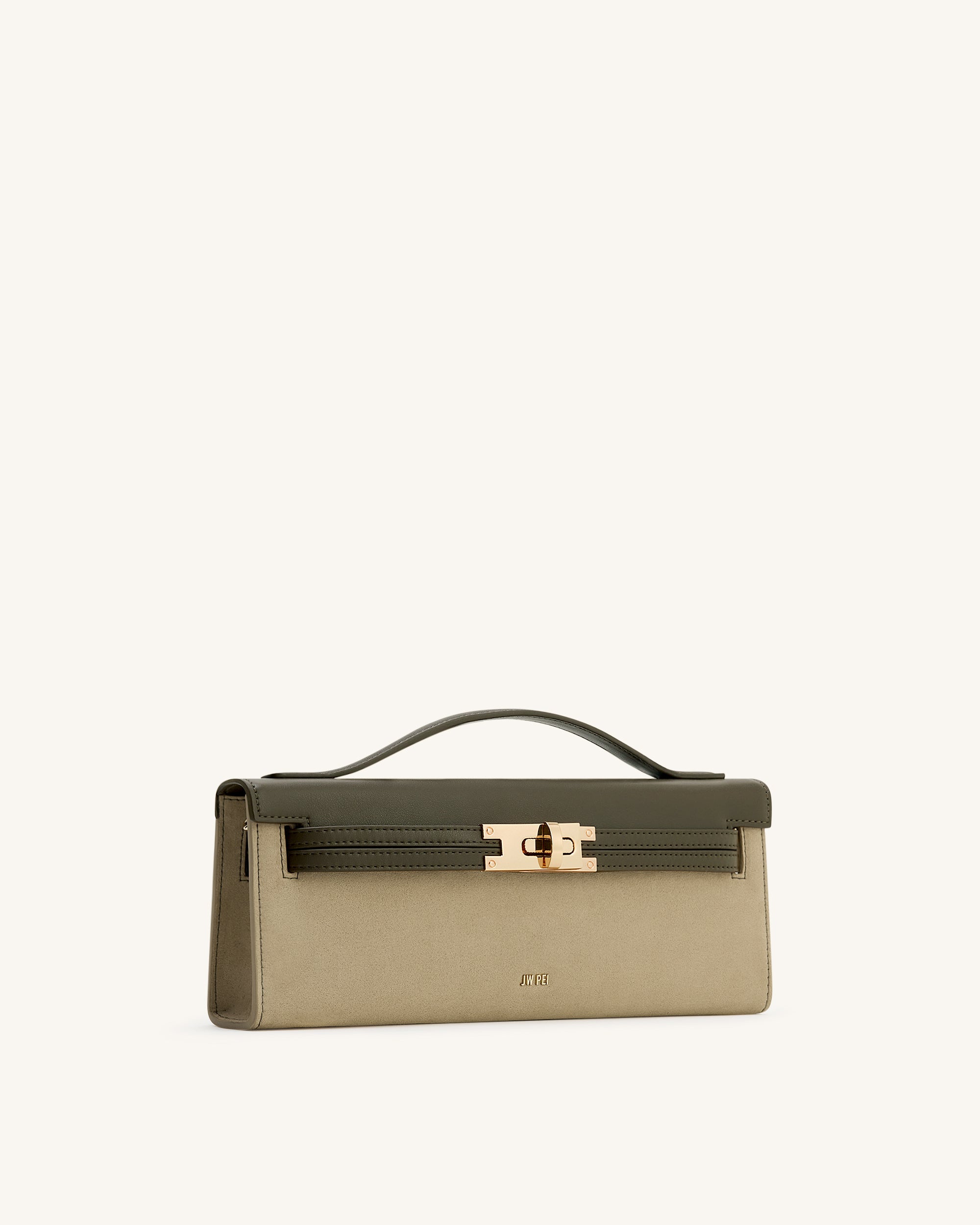 Bria Faux Suede Structured Top Handle Bag - Dark Olive | JW PEI