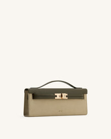Bria Faux Suede Structured Top Handle Bag - Dark Olive