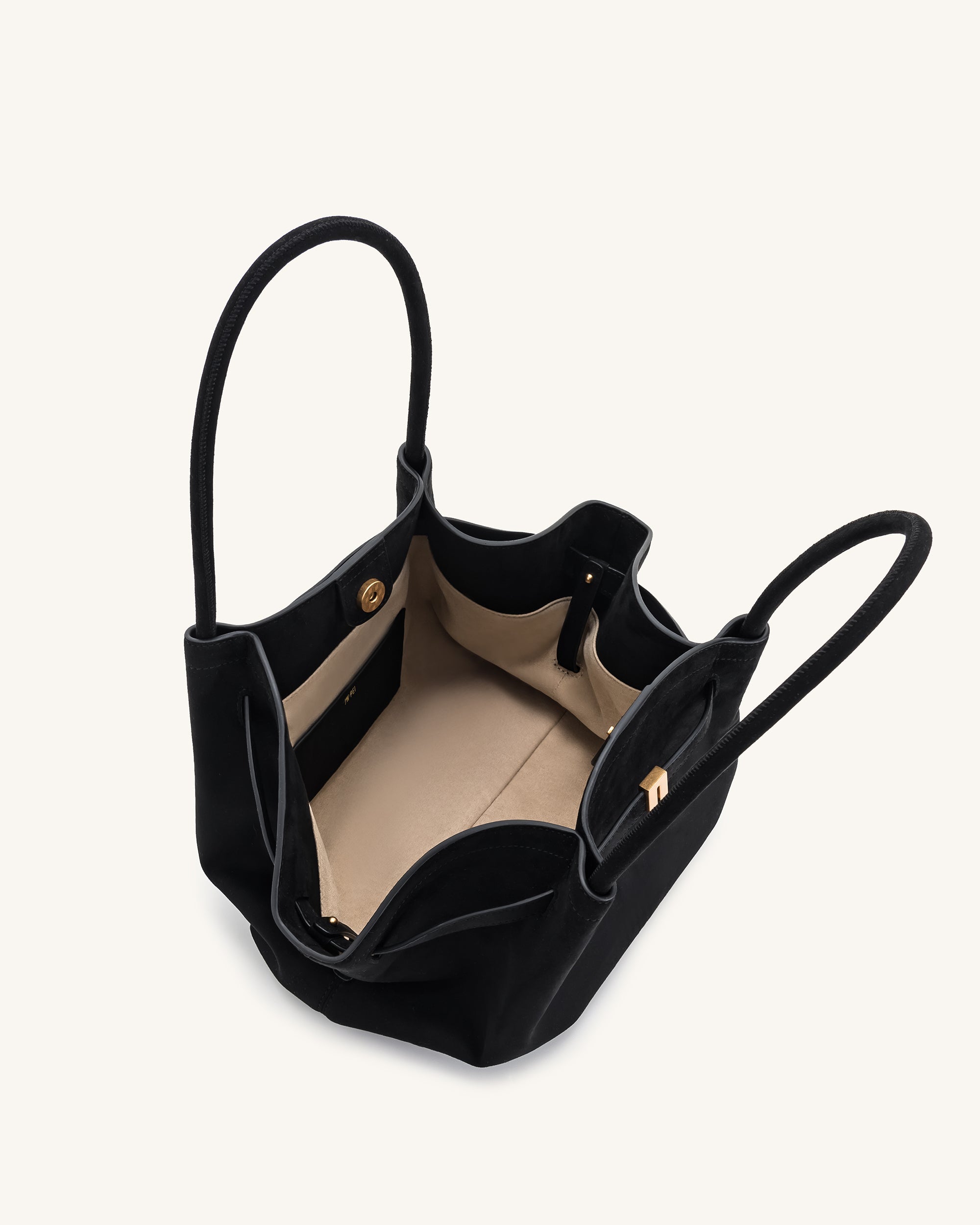 Hana Medium Faux Suede Tote Bag - Black | JW PEI