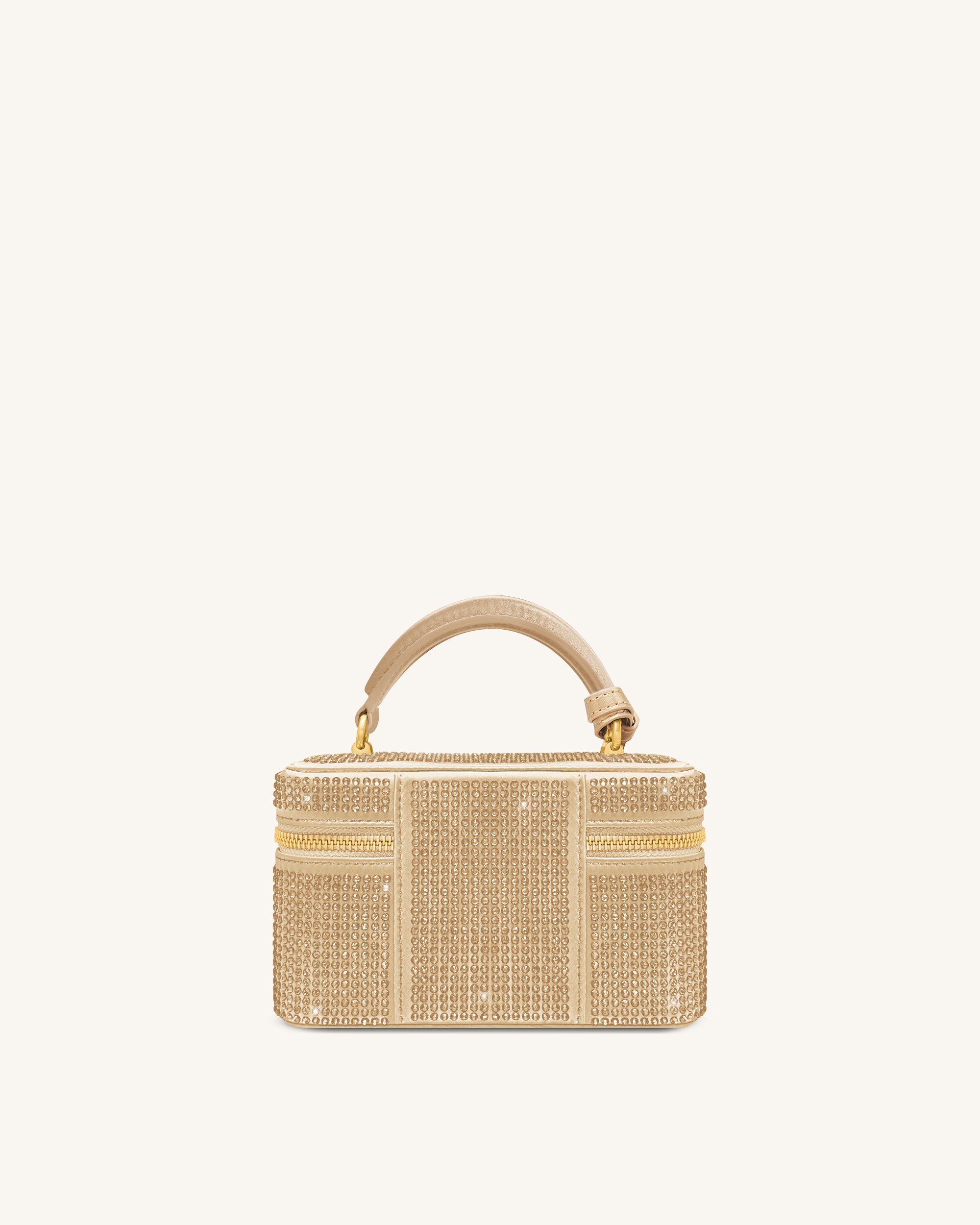 Cleo Artificial Crystal Box Shape Top Handle Bag - Champagne | JW PEI