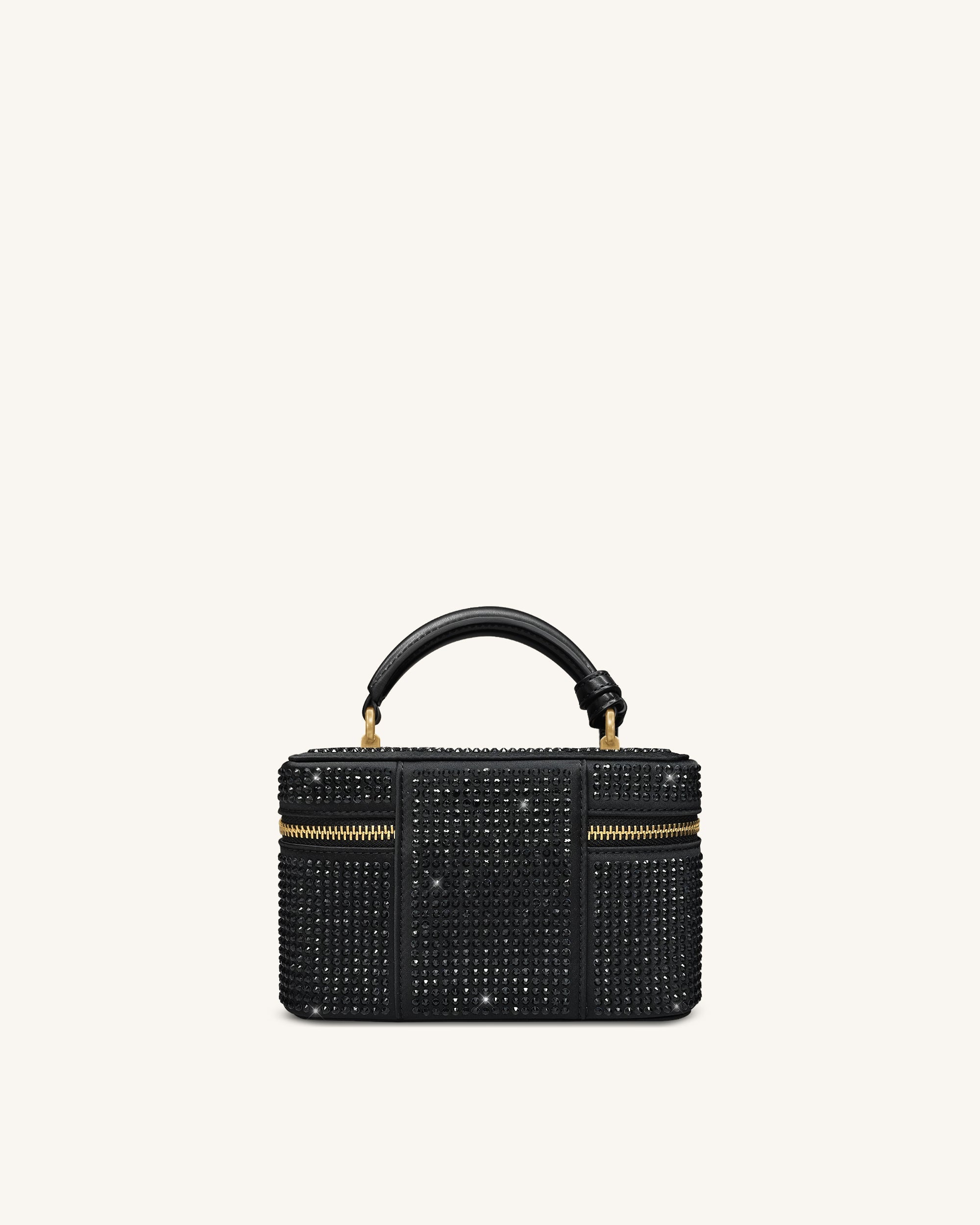 Cleo Artificial Crystal Box Shape Top Handle Bag - Black | JW PEI