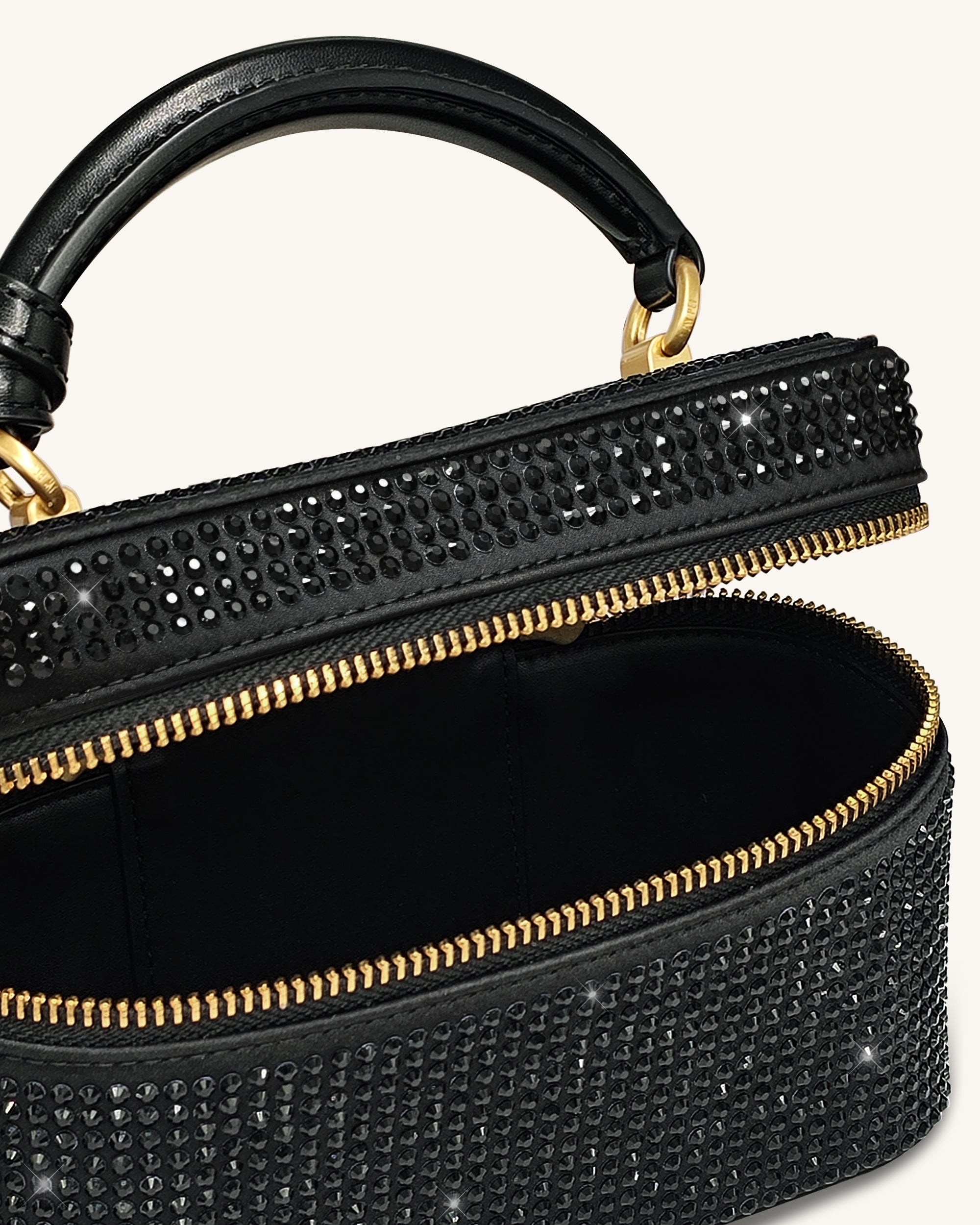 JW出品 Cleo Artificial Crystal Box Shape Top Handle Bag - Black | JW PEI