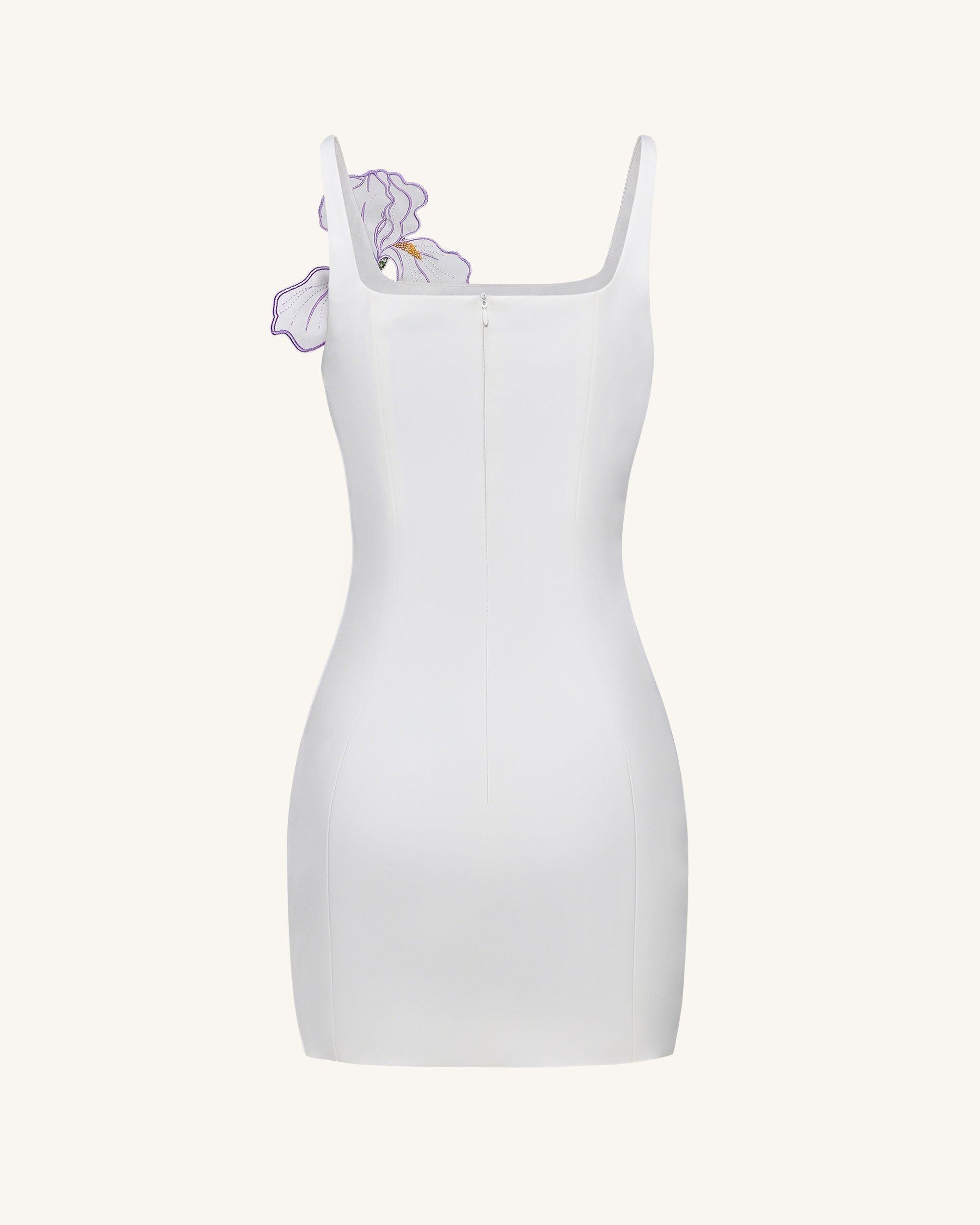 Iris Floral Print Strappy Bodycon Mini Dress - White Iris Floral Print Strappy Bodycon Mini Dress - White