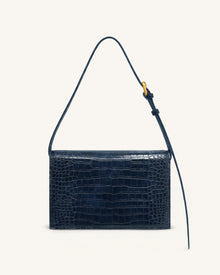 Clio Envelope Crossbody Bag - Navy Croc