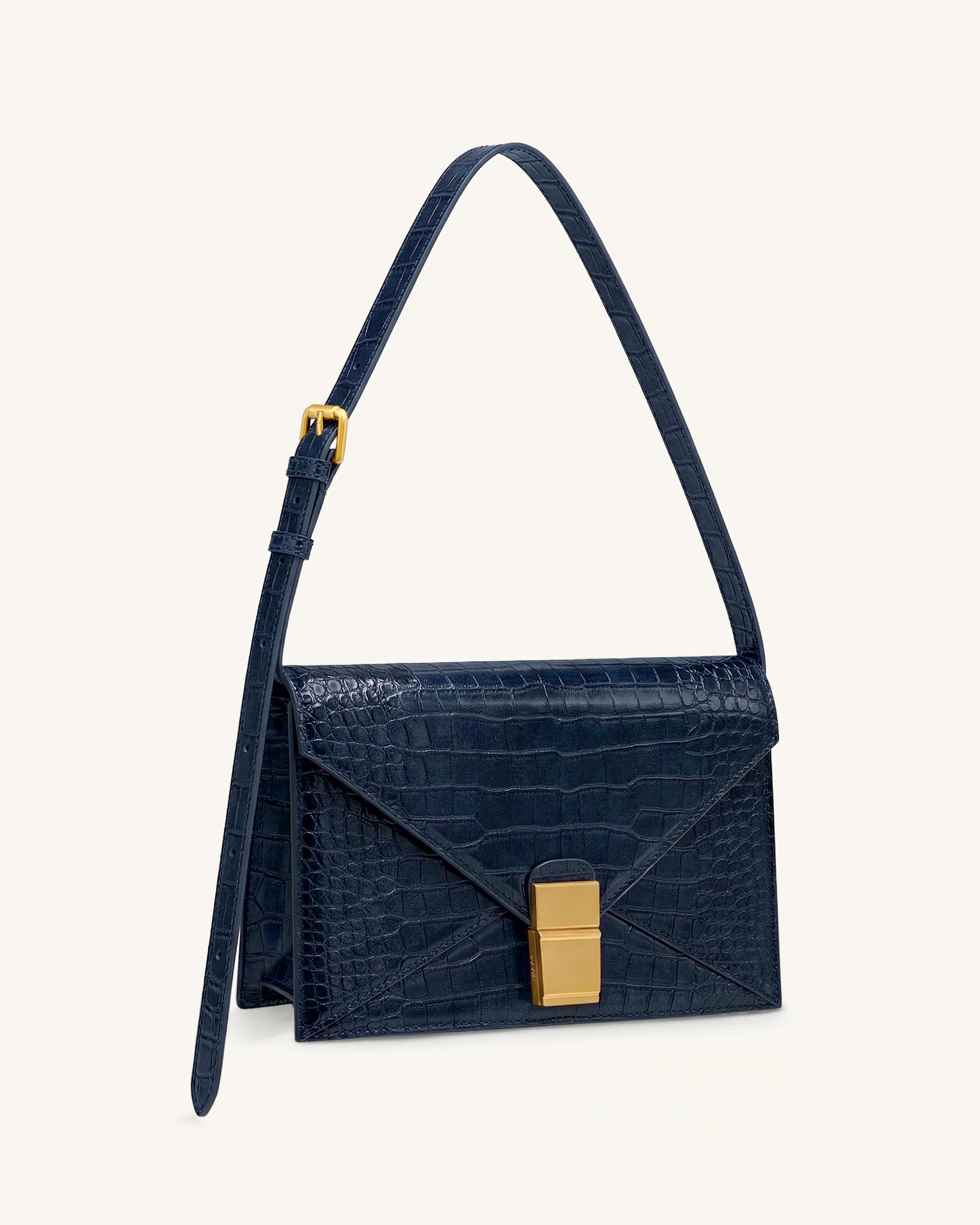 Clio Envelope Crossbody Bag - Navy Croc | JW PEI