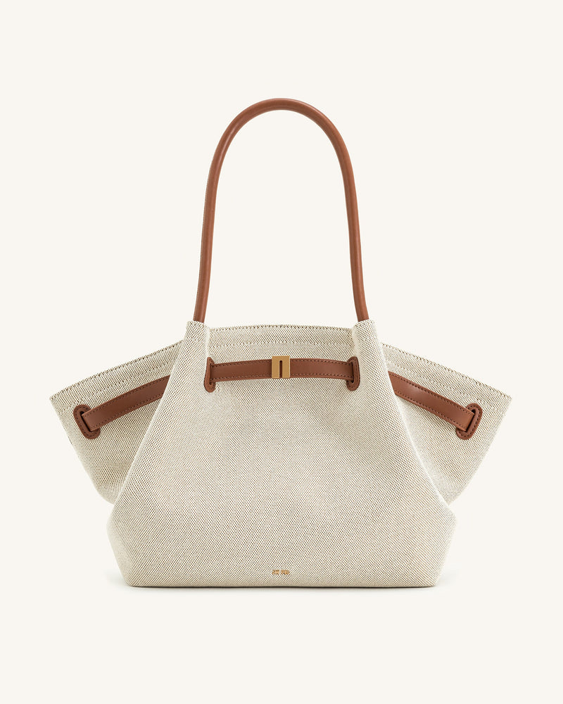 Hana Large Tote Bag - Brown Canvas