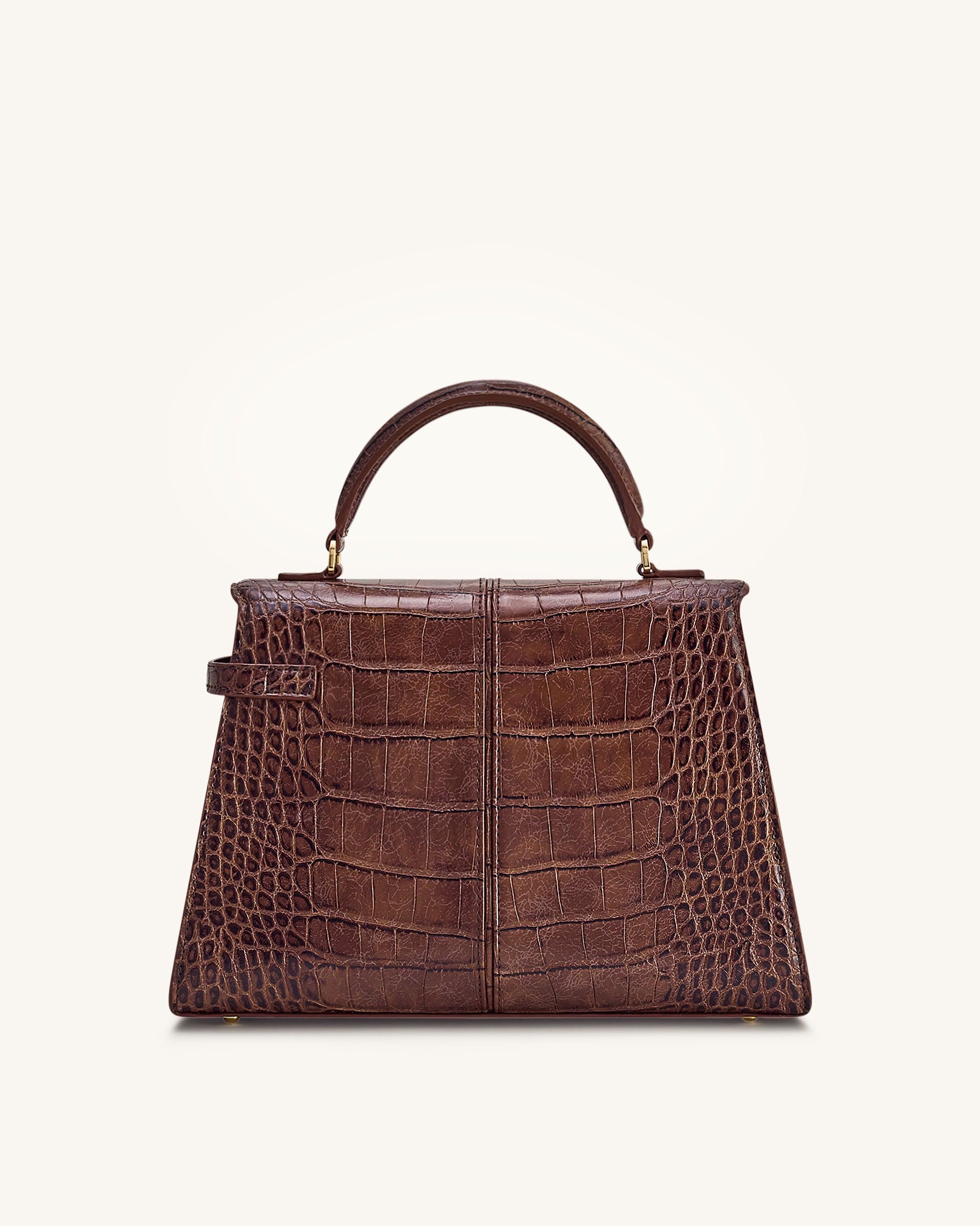 Elise Large Croc-Embossed Top Handle Bag - Chestnut Brown | JW PEI