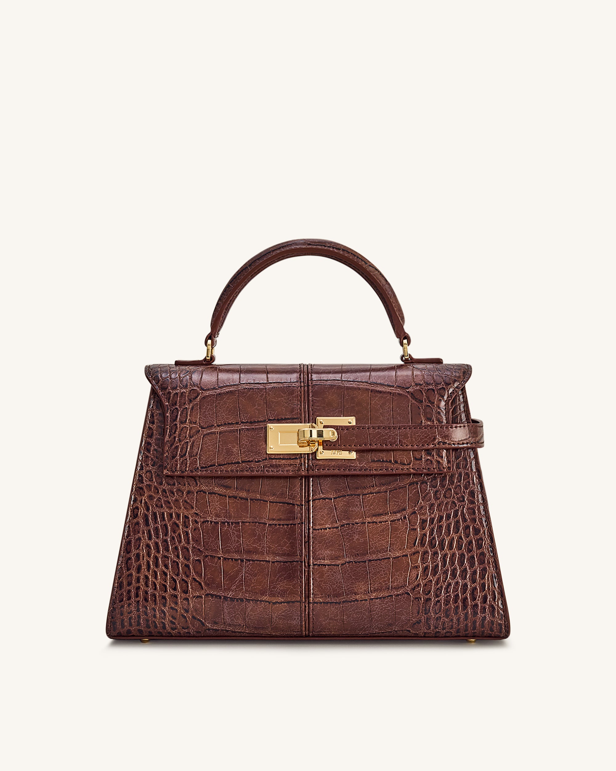 Elise Large Croc-Embossed Top Handle Bag - Chestnut Brown | JW PEI