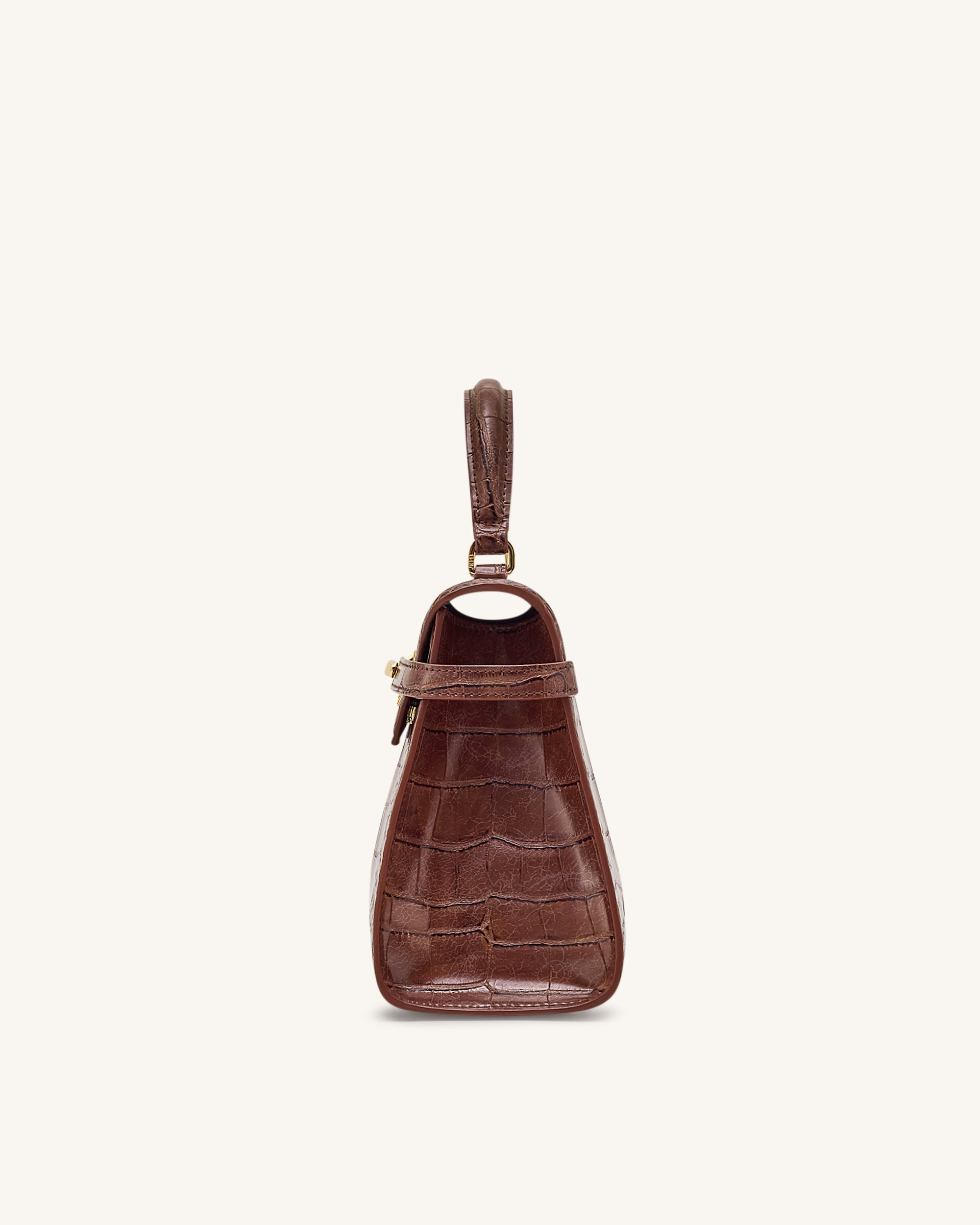 Elise Large Croc-Embossed Top Handle Bag - Chestnut Brown | JW PEI
