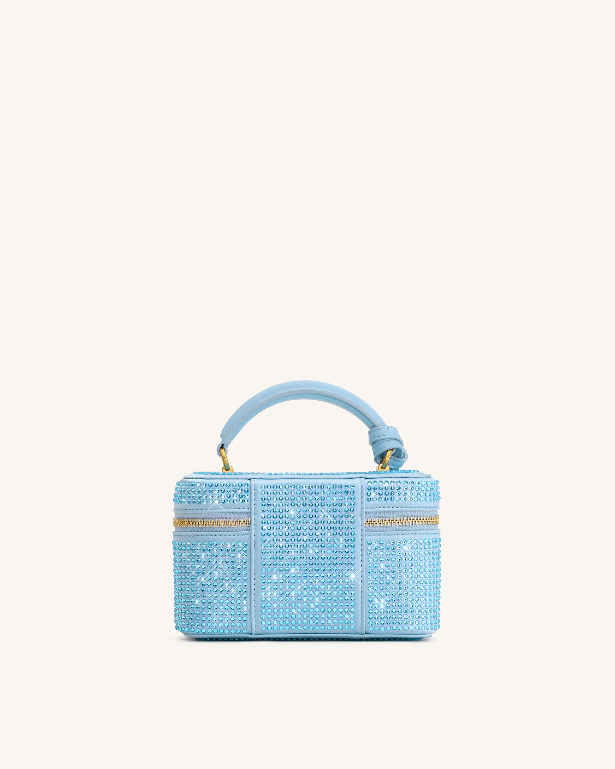 Cleo Artificial Crystal Box Shape Top Handle Bag - Blue | JW PEI