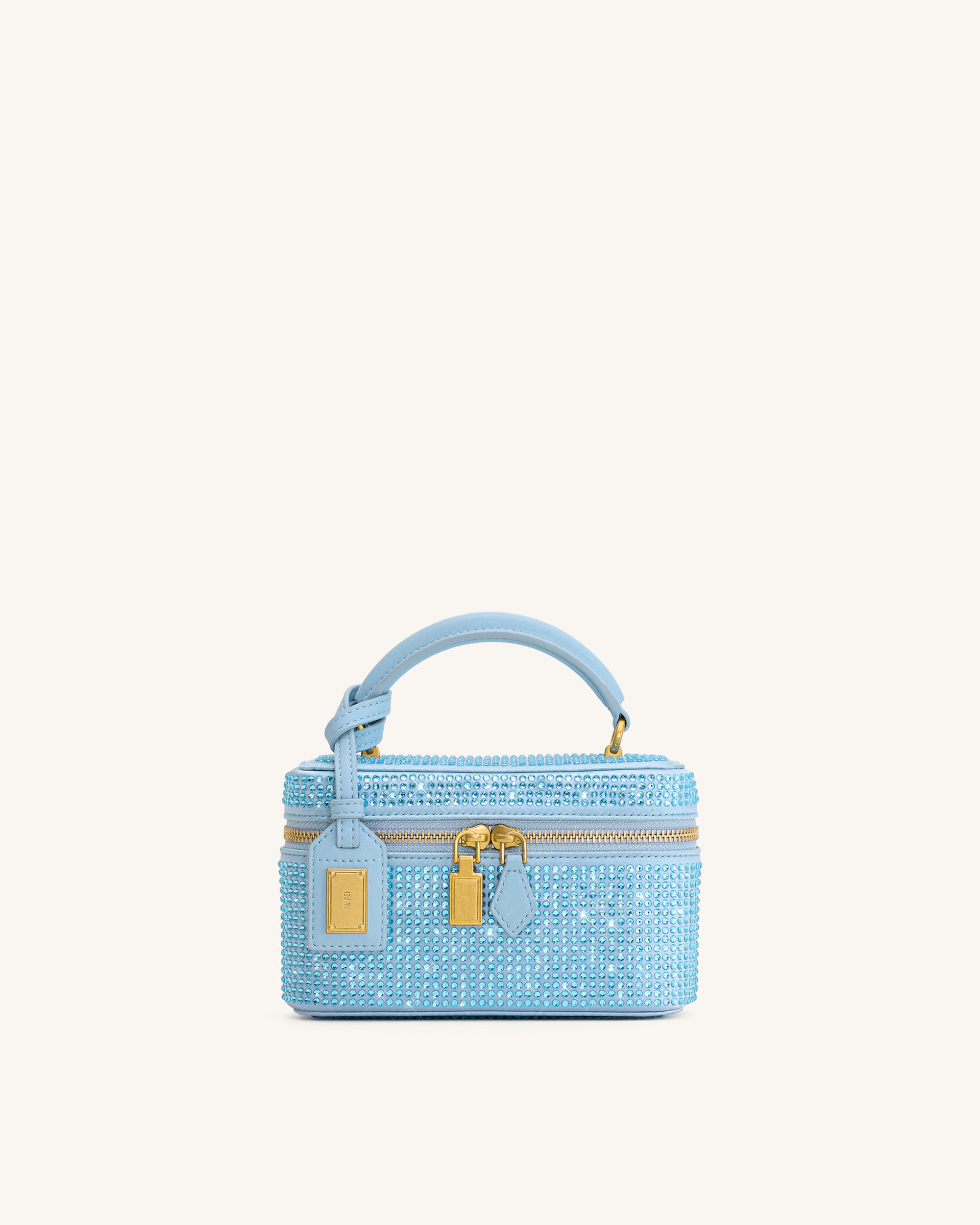 Cleo Artificial Crystal Box Shape Top Handle Bag - Blue | JW PEI