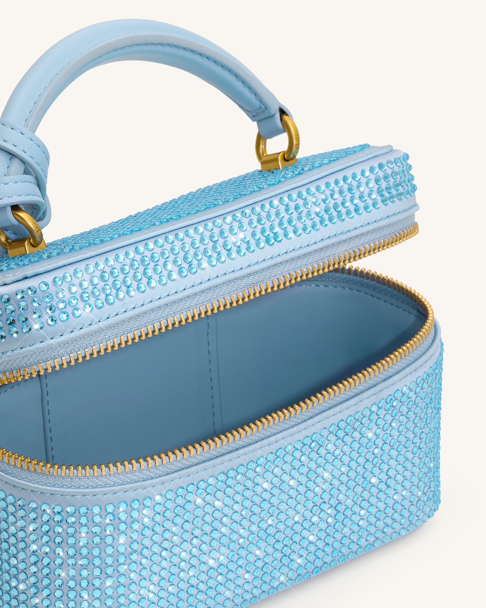 Cleo Artificial Crystal Box Shape Top Handle Bag - Blue | JW PEI