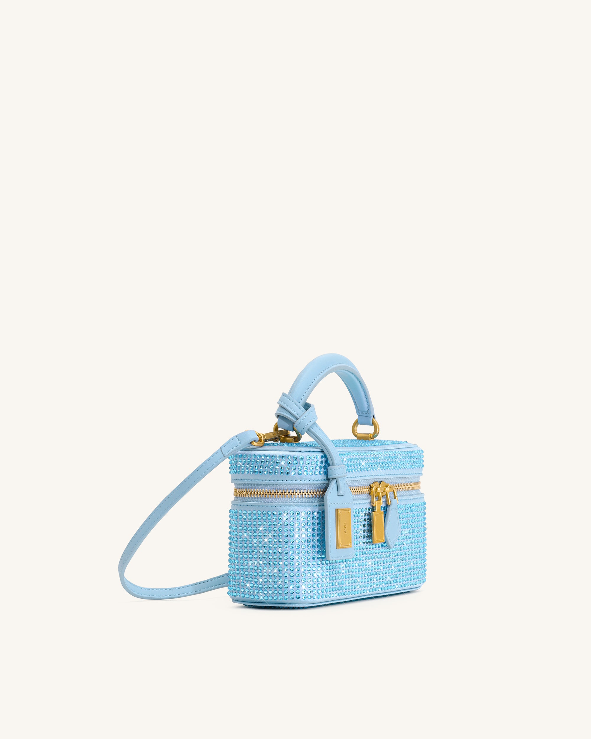 Cleo Artificial Crystal Box Shape Top Handle Bag - Blue | JW PEI