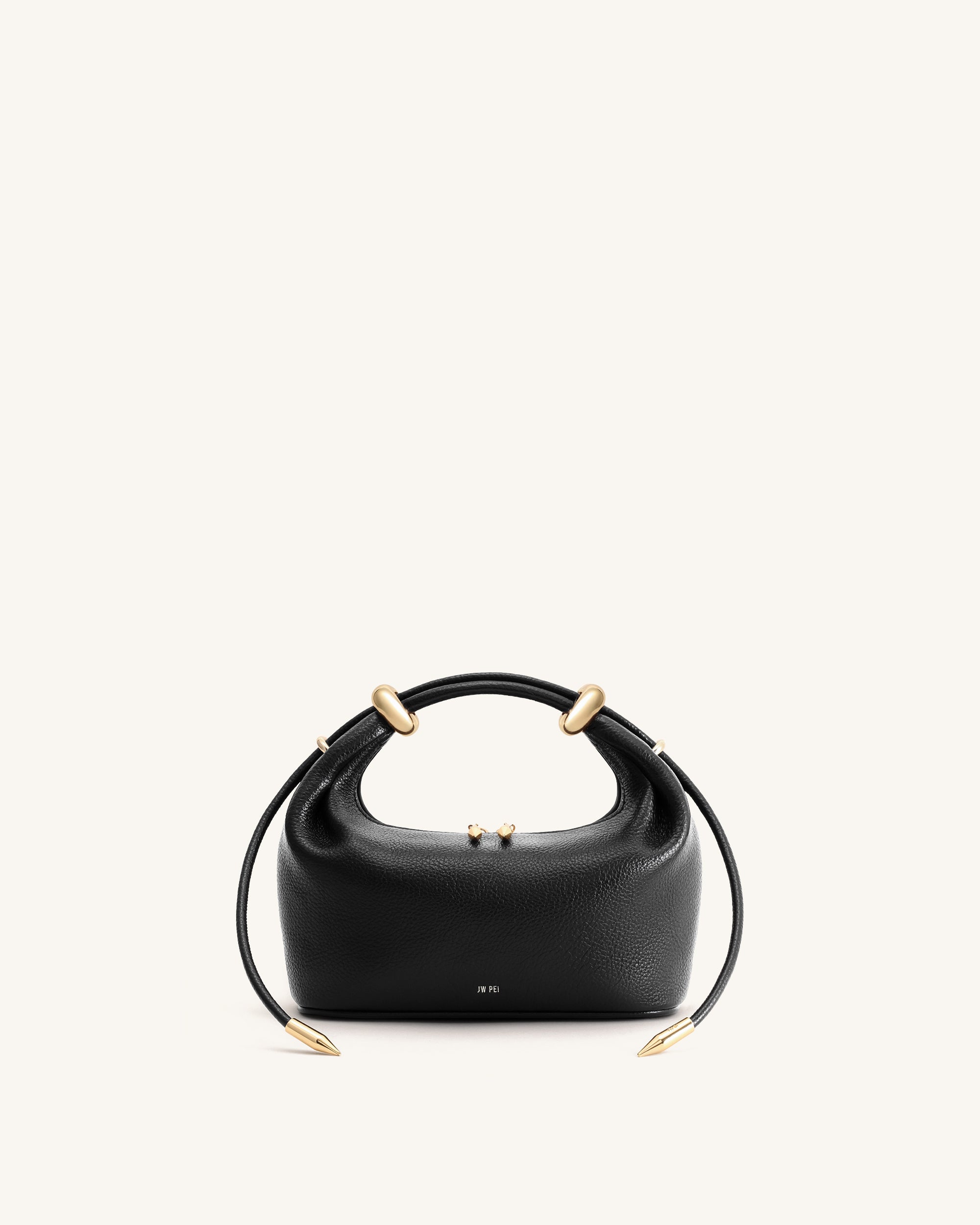 Ellie Metal Ring Embellished Top Handle Bag - Black | JW PEI