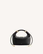 Ellie Metal Ring Embellished Top Handle Bag - Black