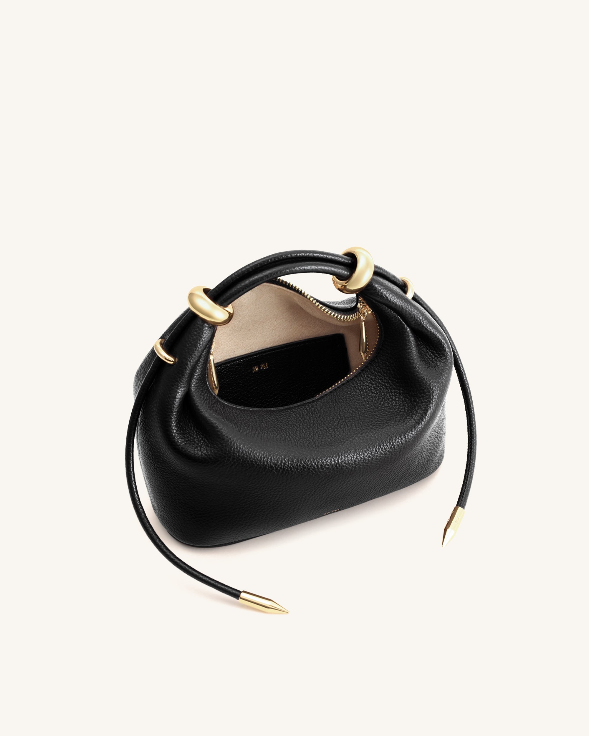 Ellie Metal Ring Embellished Top Handle Bag - Black | JW PEI