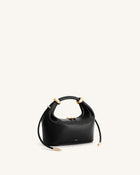 Ellie Metal Ring Embellished Top Handle Bag - Black