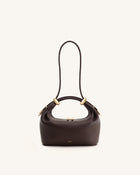 Ellie Metal Ring Embellished Top Handle Bag - Dark Brown