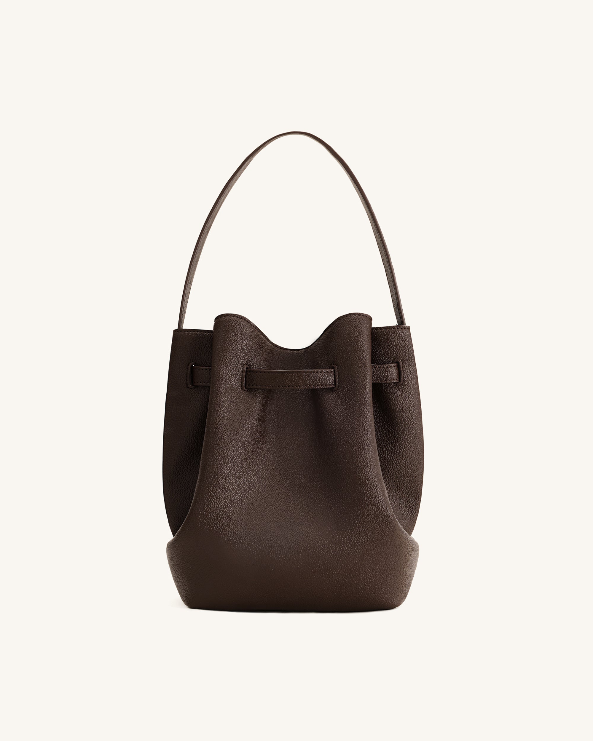 Clara Lock Accent Bucket Shoulder Bag - Mocha Brown | JW PEI