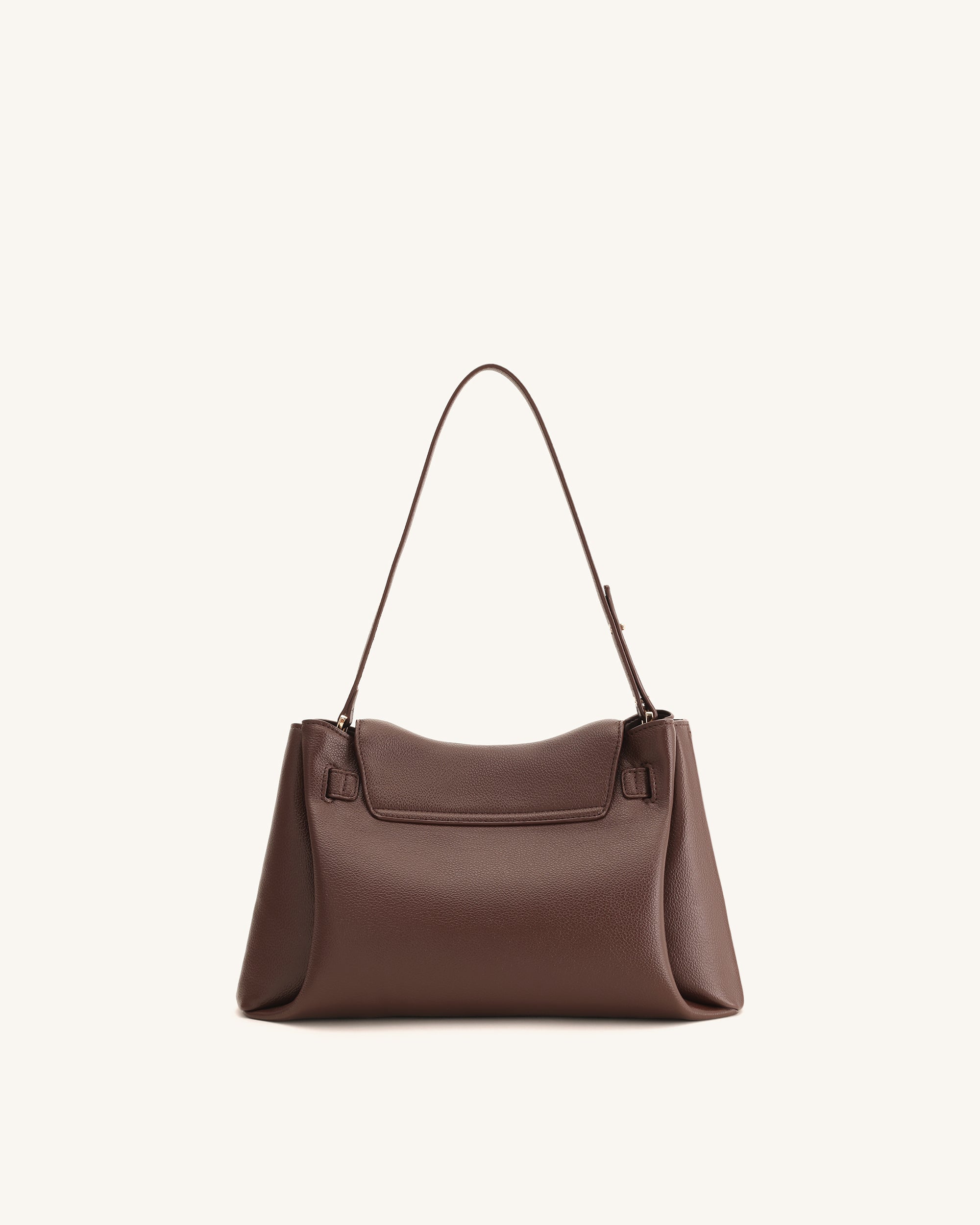Rhea Pebbled Double Buckle Shoulder Bag - Dark Brown | JW PEI