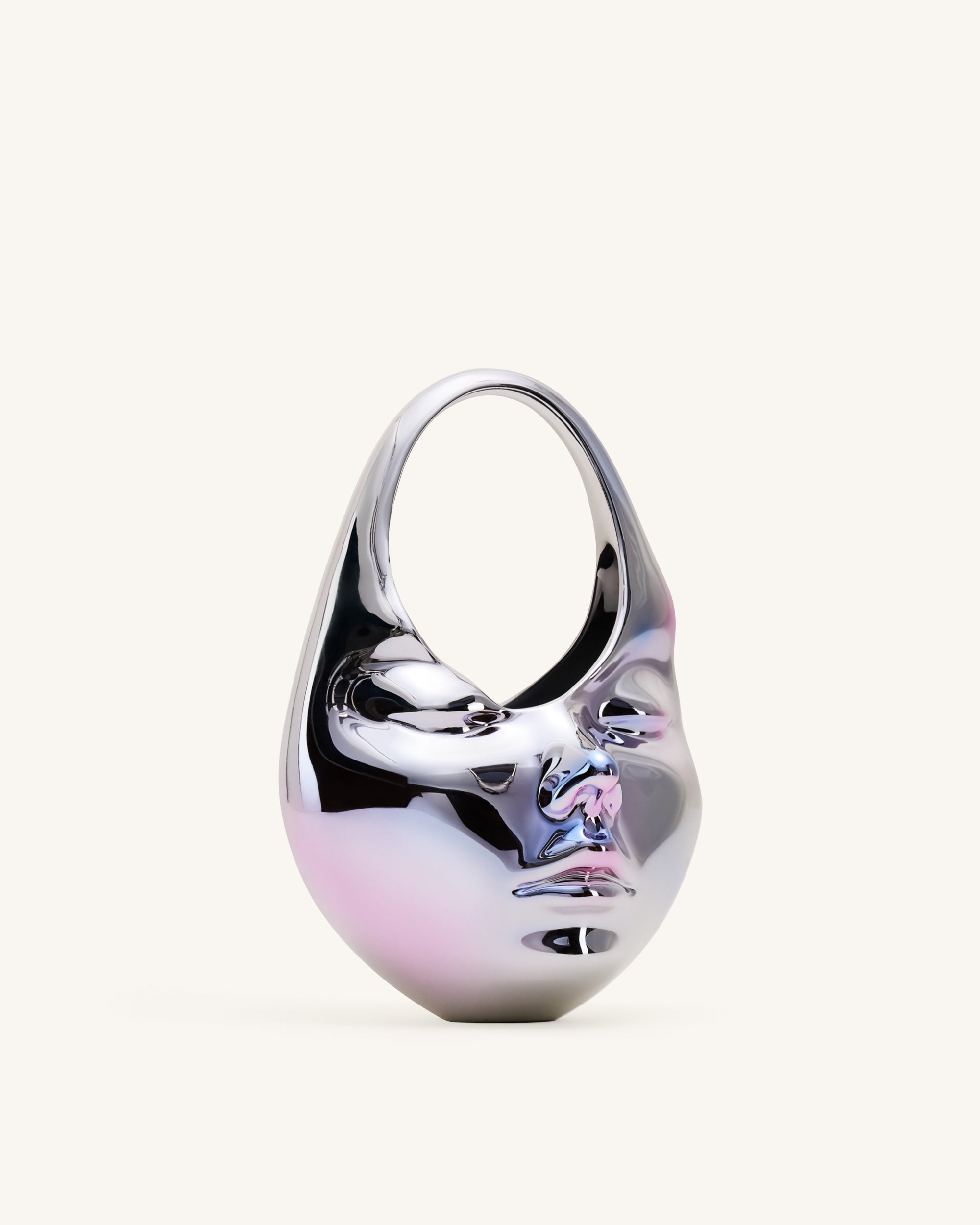 Lillian Face Crescent Top Handle Bag - Silver | JW PEI