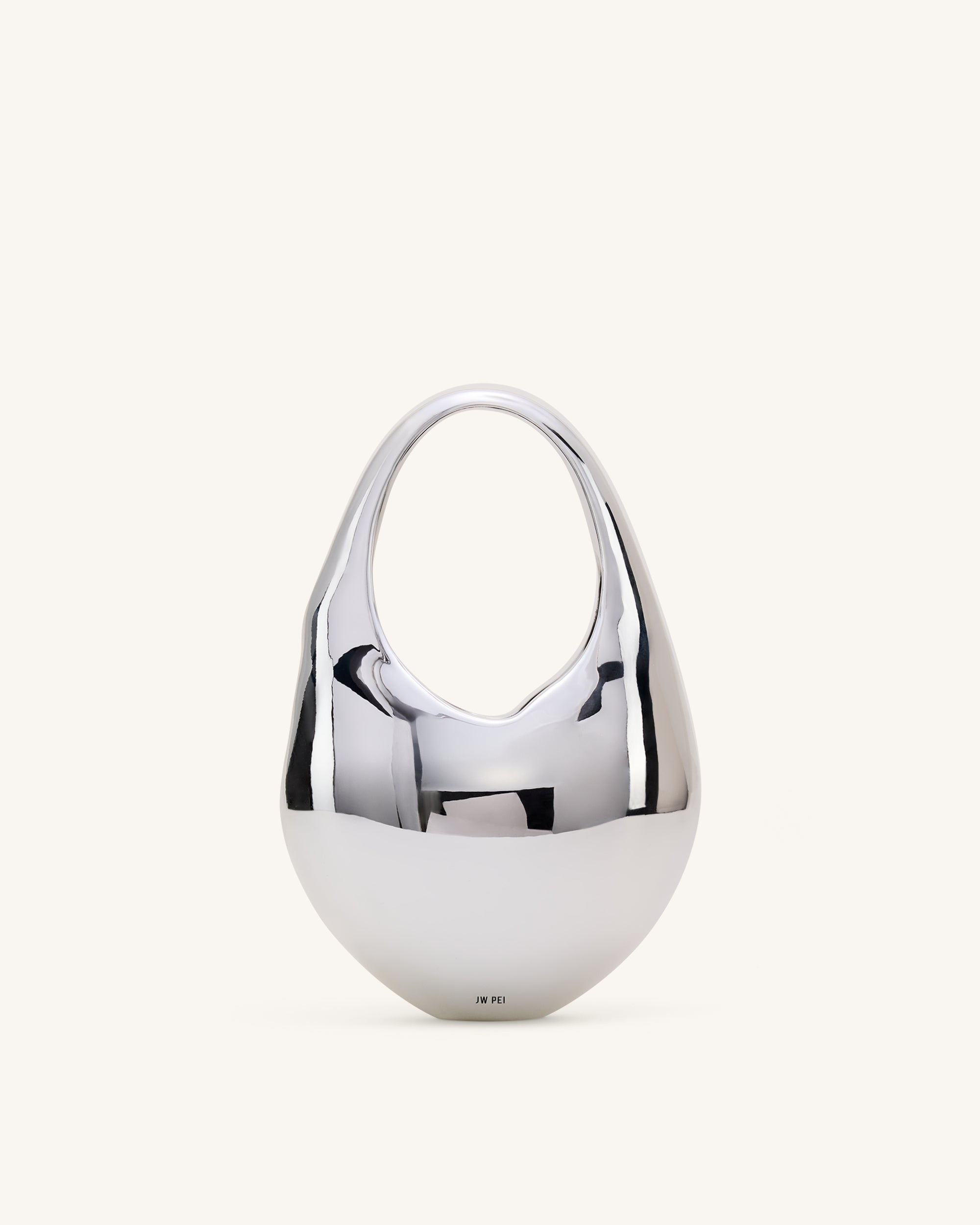 Lillian Face Crescent Top Handle Bag - Silver | JW PEI