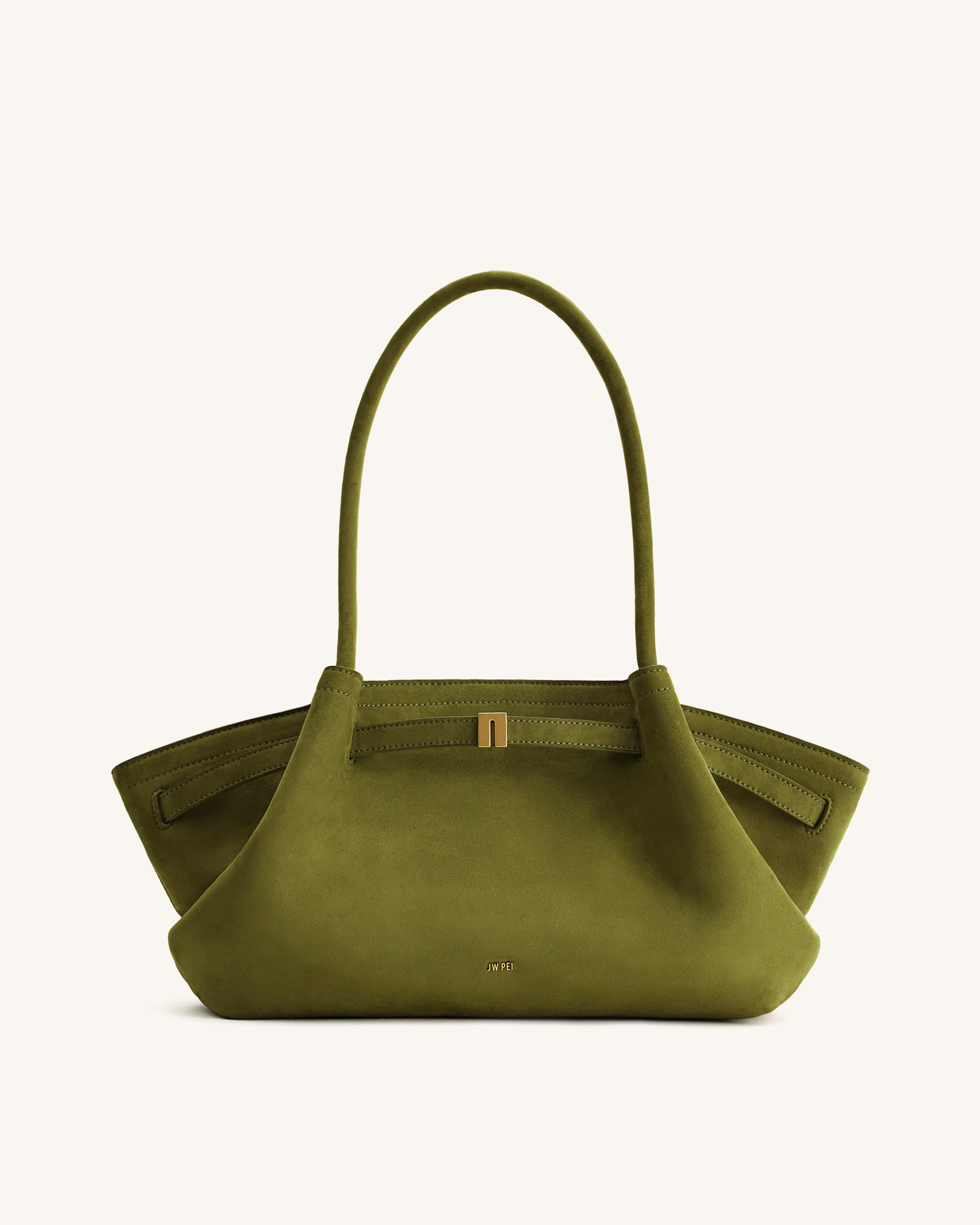 Hana*　0825 Hana Wide Faux Suede Tote Bag - Olive Green | JW PEI