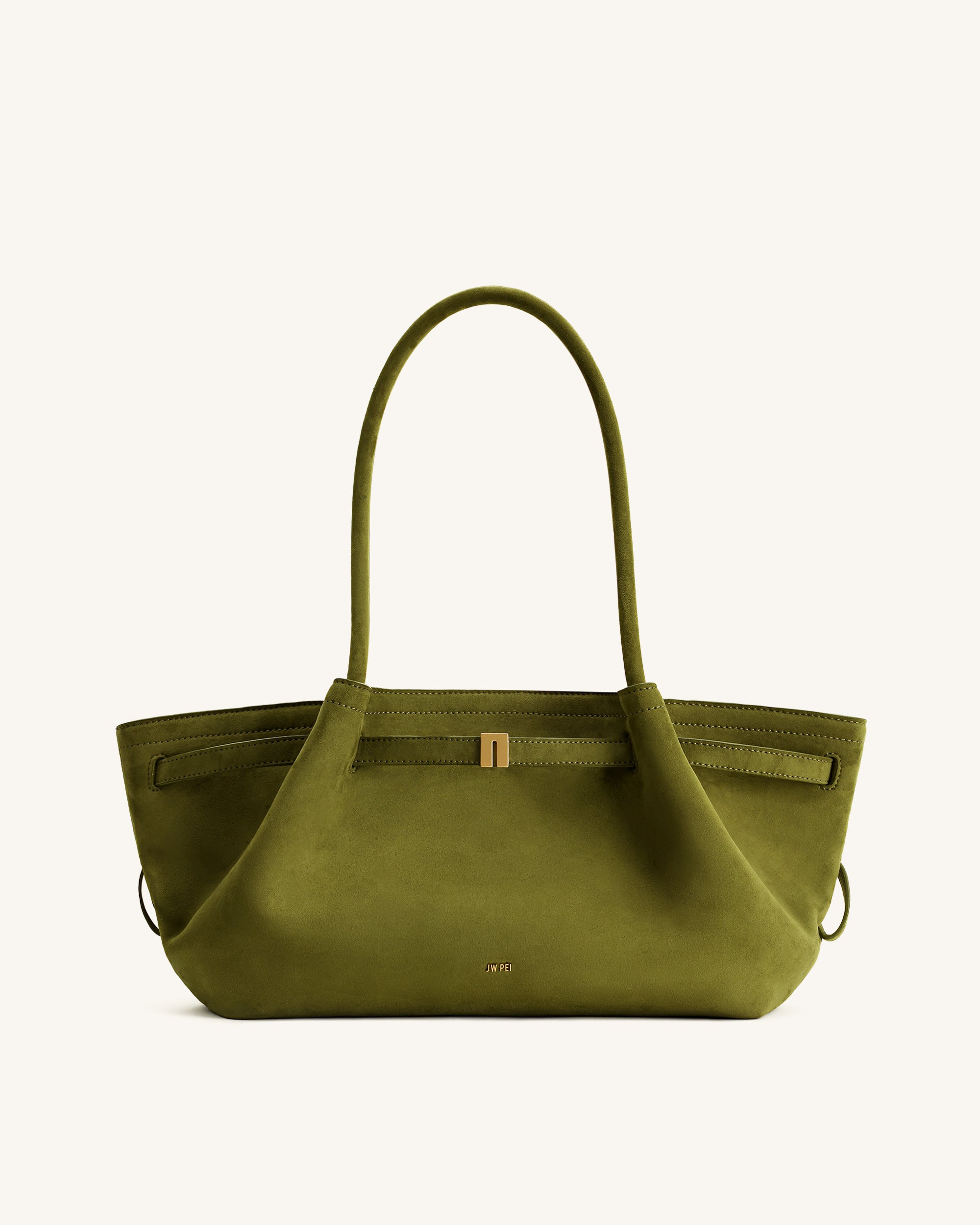 Hana Wide Faux Suede Tote Bag - Olive Green | JW PEI