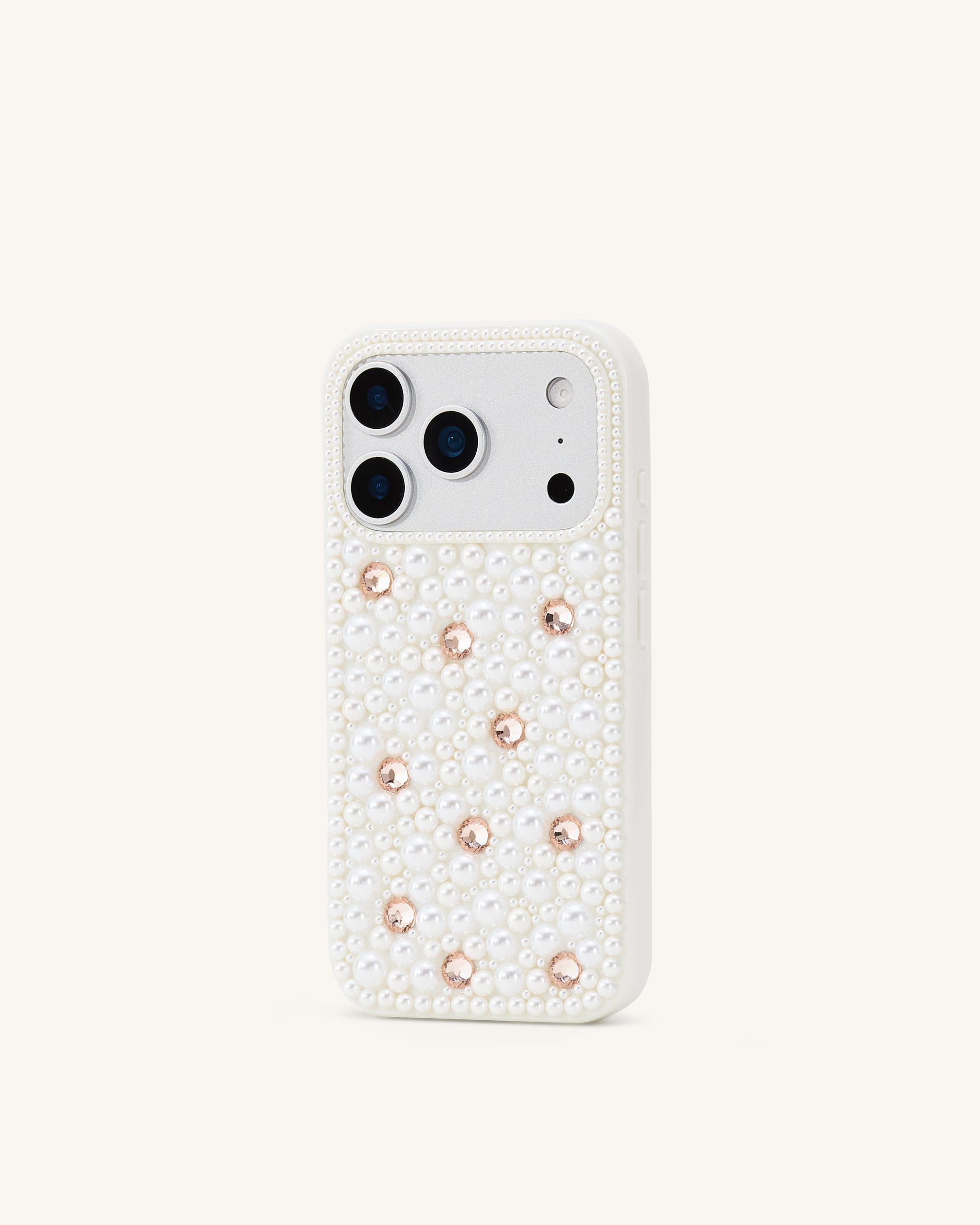 Pearl Embellished Phone Case - White
