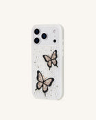 Butterfly Pearl Embellished Phone Case - White