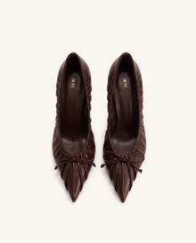 Sofia Ruched Pointed-Toe Pumps - Claret Red