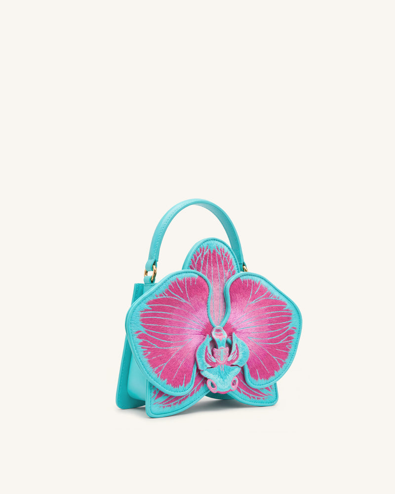 Flora Orchid Shaped Top Handle Bag - Pink Blue