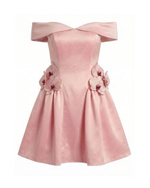 Orchid Embellished Fit-and-Flare Mini Dress - Blush Pink