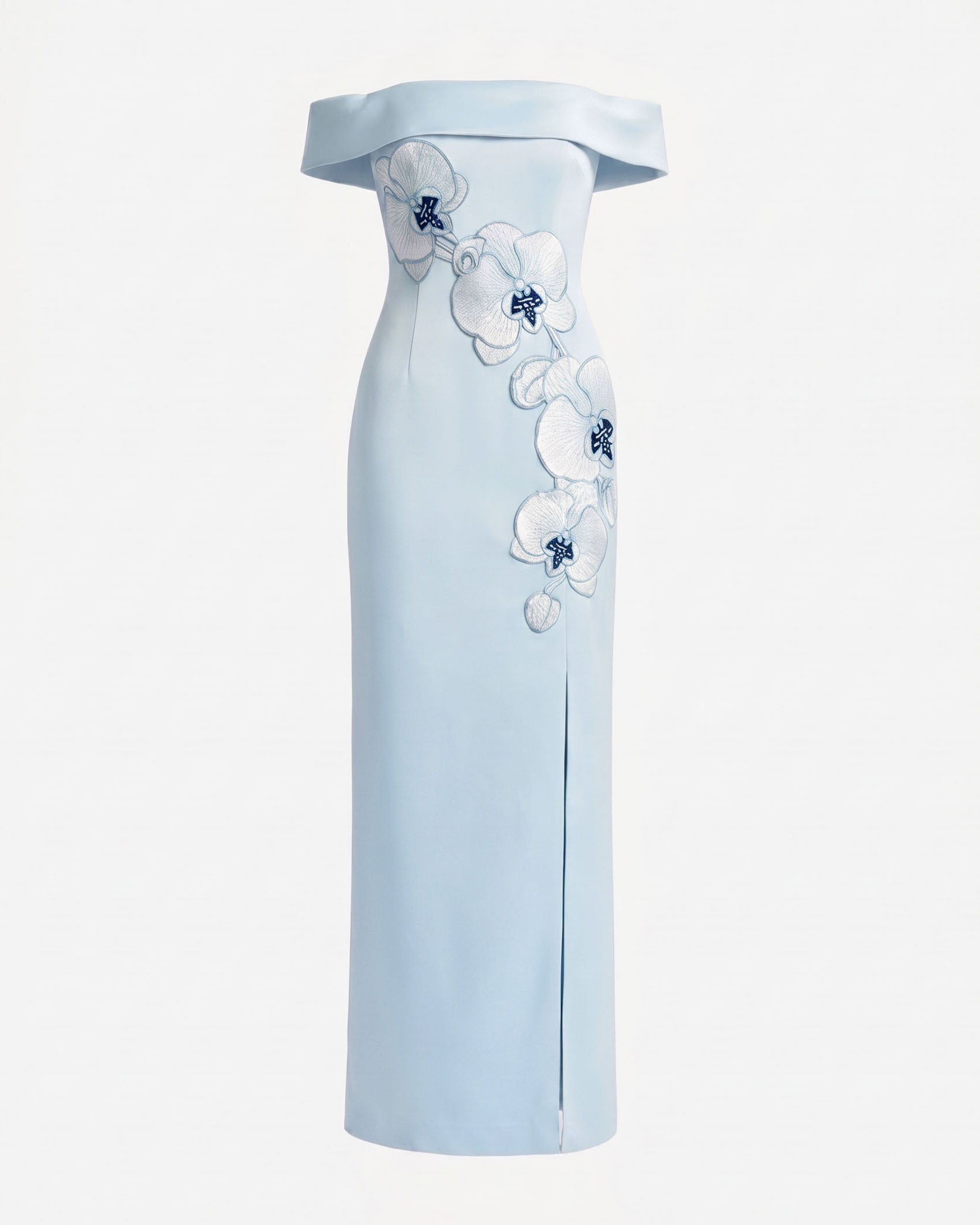 orchid maxi dress Orchid Embroidered Off-Shoulder Maxi Dress - Blue 6