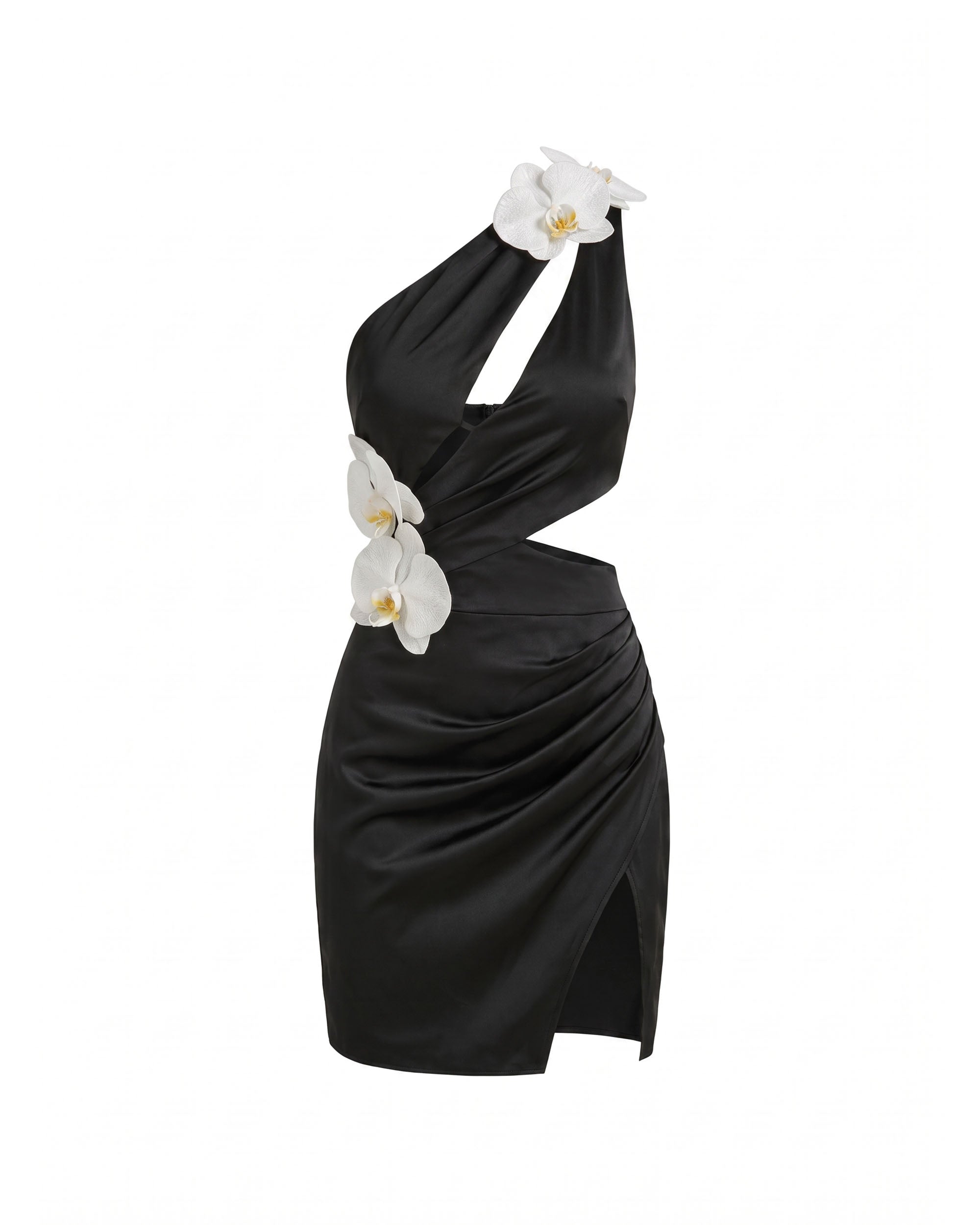 Orchid Embellished Cutout Mini Dress - Black | JW PEI